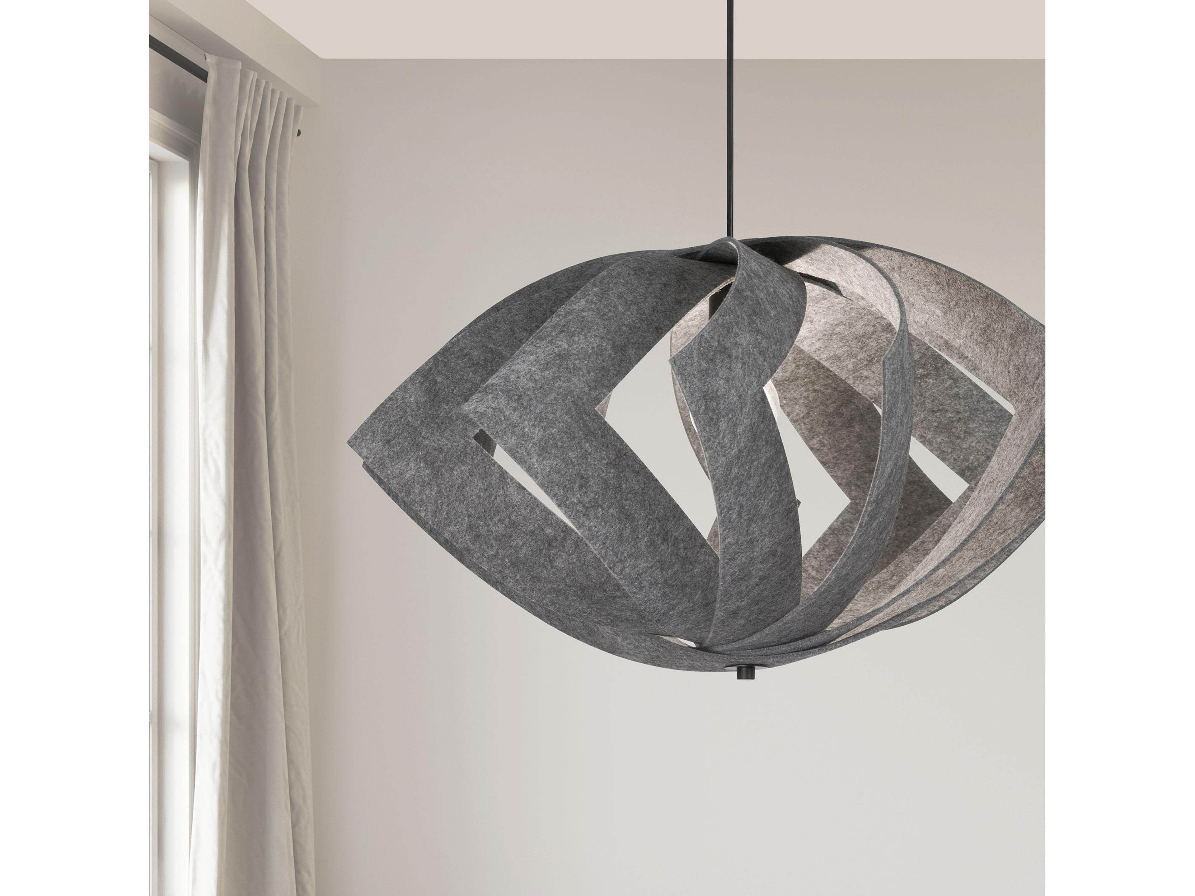 Dainolite Rotem 1-Light Grey Matte Black Geometric Pendant