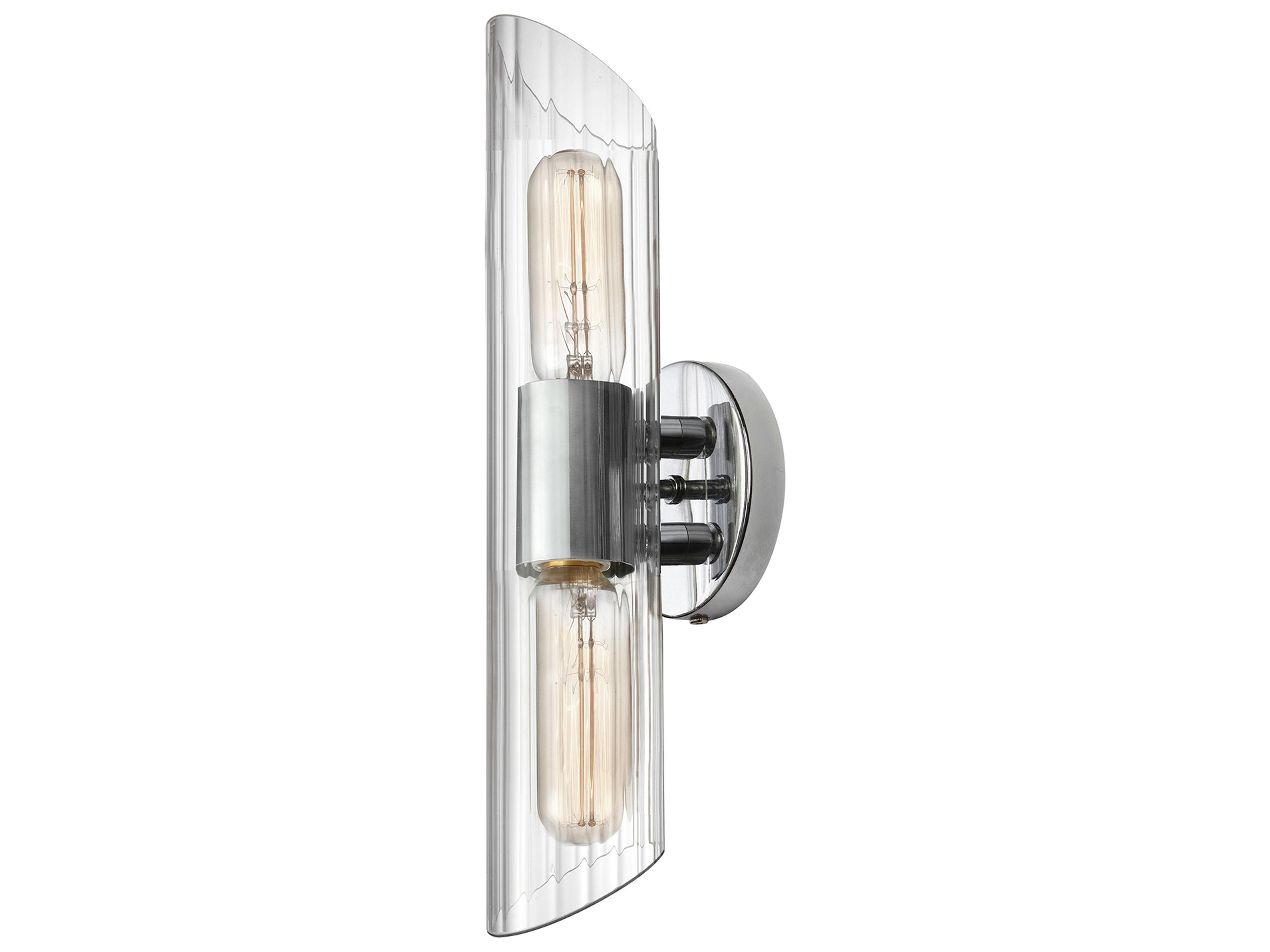 Samantha 2 Light Vanity Light in Polished Chrome with Fluted Glass