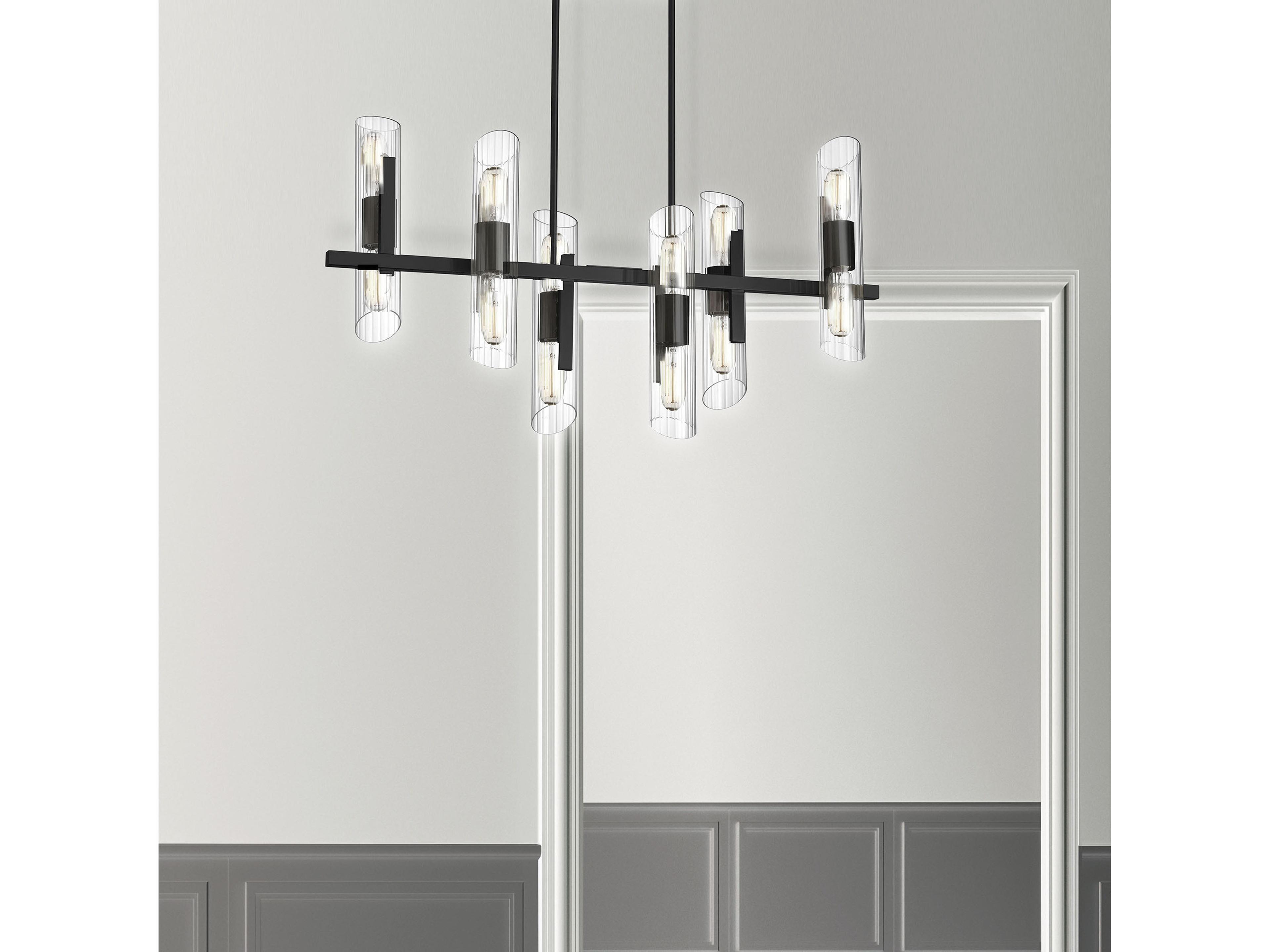 Dainolite Samantha 12-Light Matte Black Linear Island Pendant