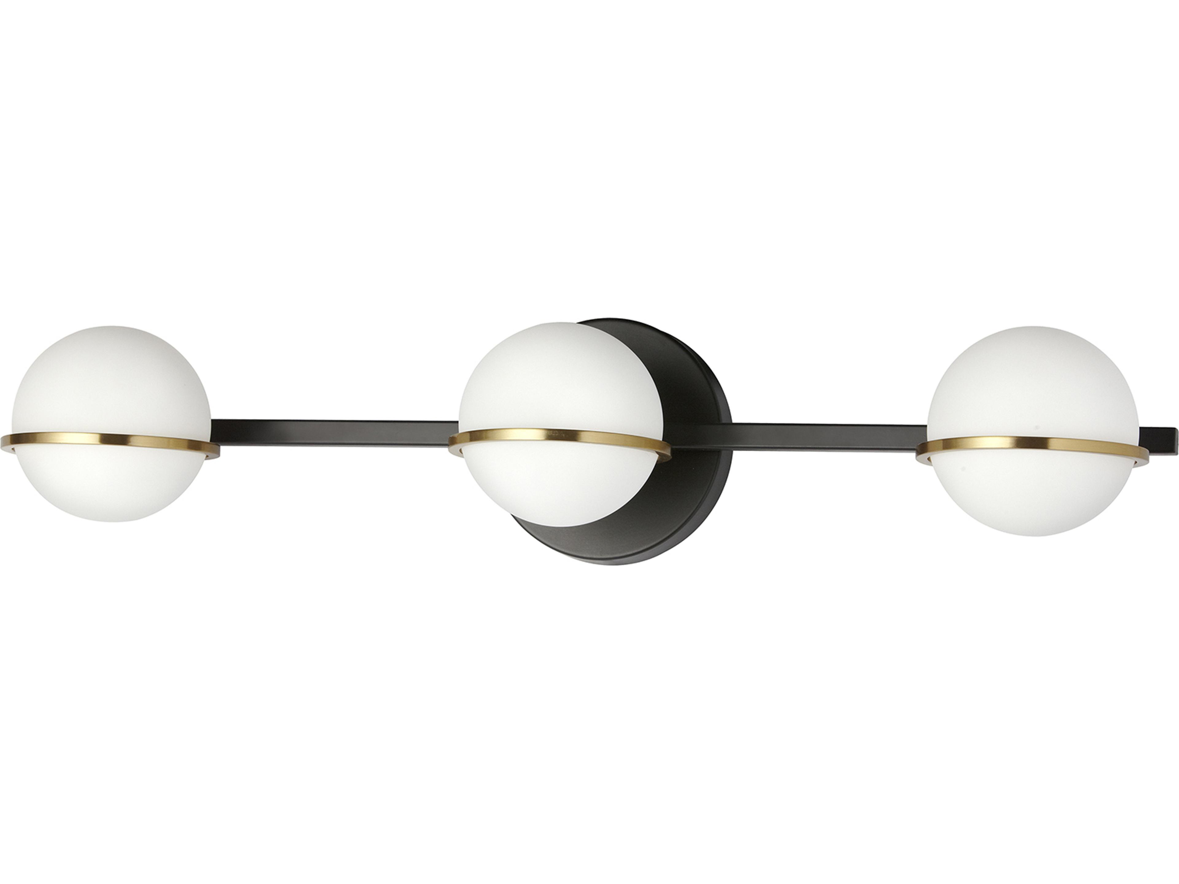 Sofia 3-Light Matte Black Aged Brass Vanity Light