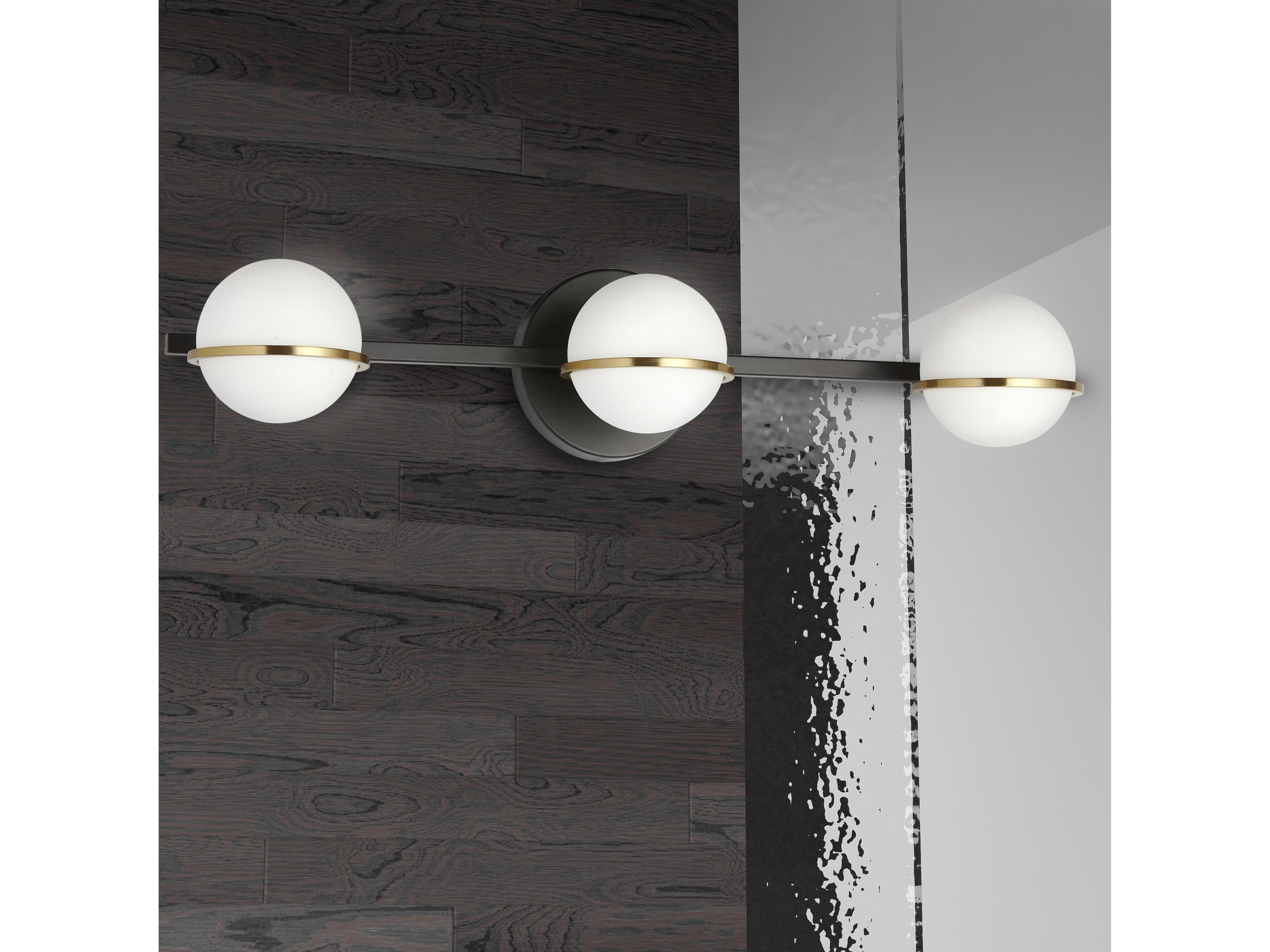 Dainolite Sofia 3-Light Matte Black Aged Brass Vanity Light