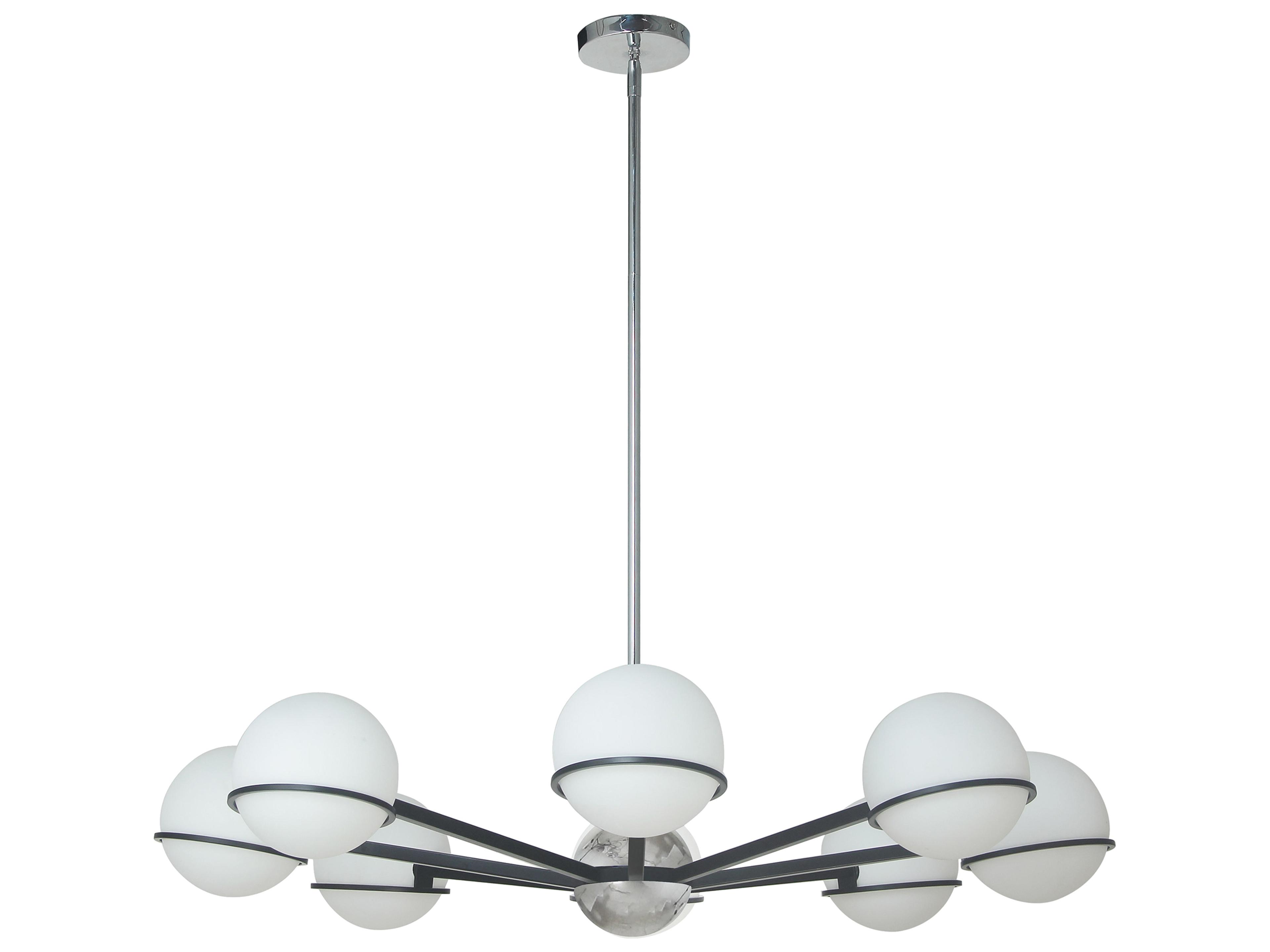 Sofia 8-Light Matte Black Polished Chrome Globe Chandelier