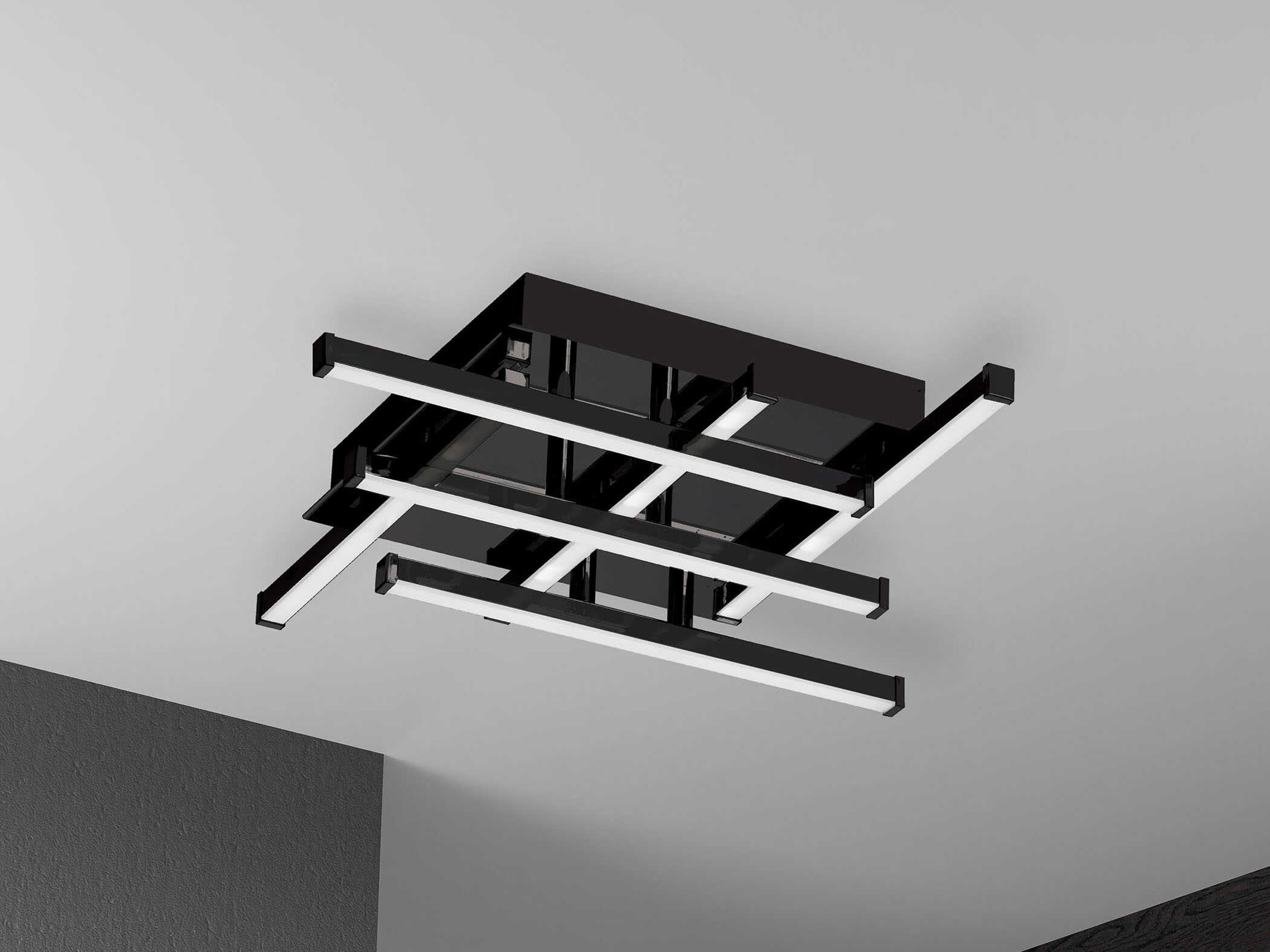 Dainolite Summit 6-Light Matte Black Geometric Linear Flush Mount