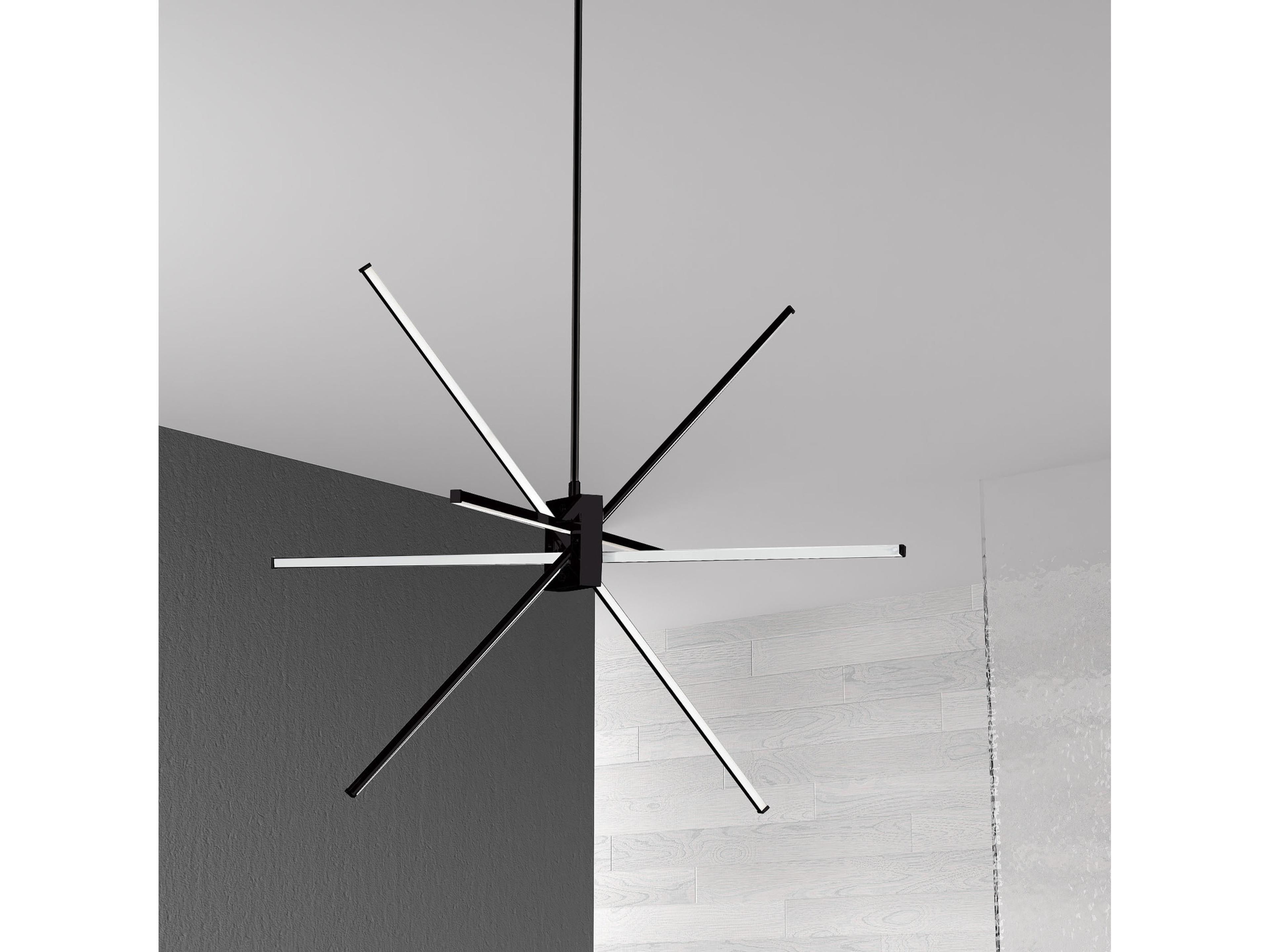 Dainolite Summit 4-Light Matte Black Geometric Linear Sputnik Chandelier