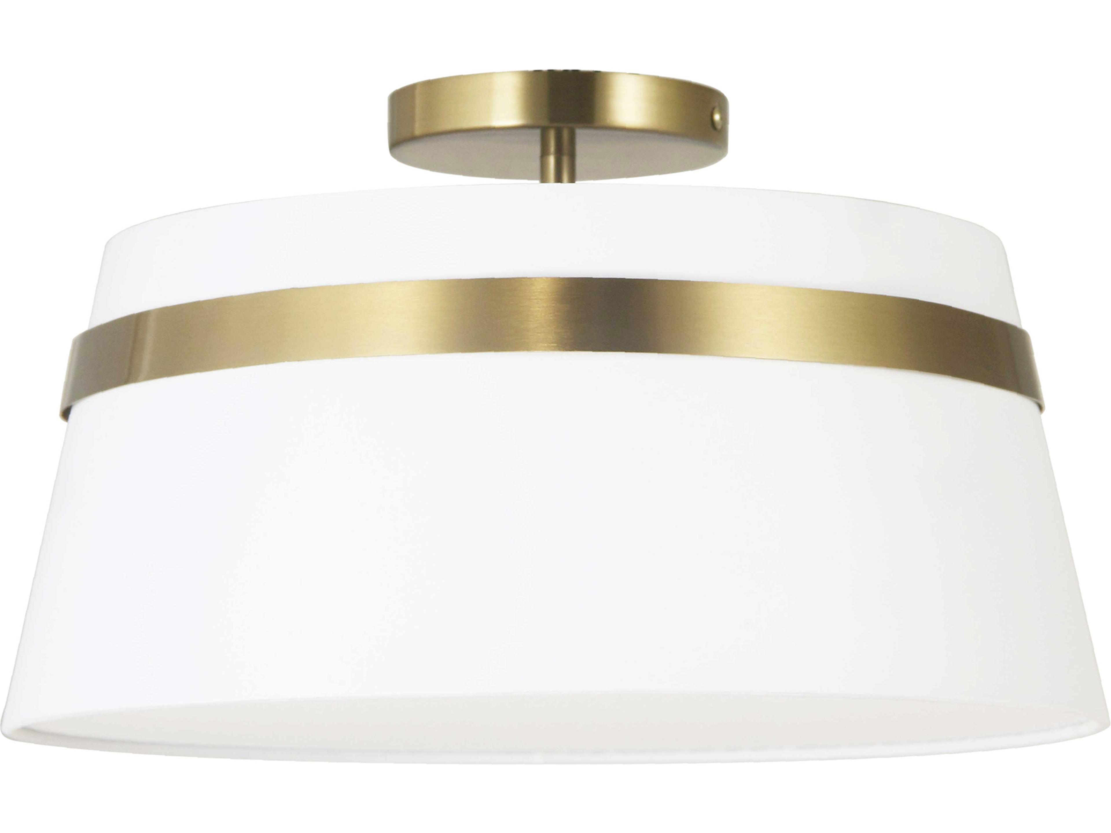 Symphony 3-Light Aged Brass White Drum Semi Flush Mount