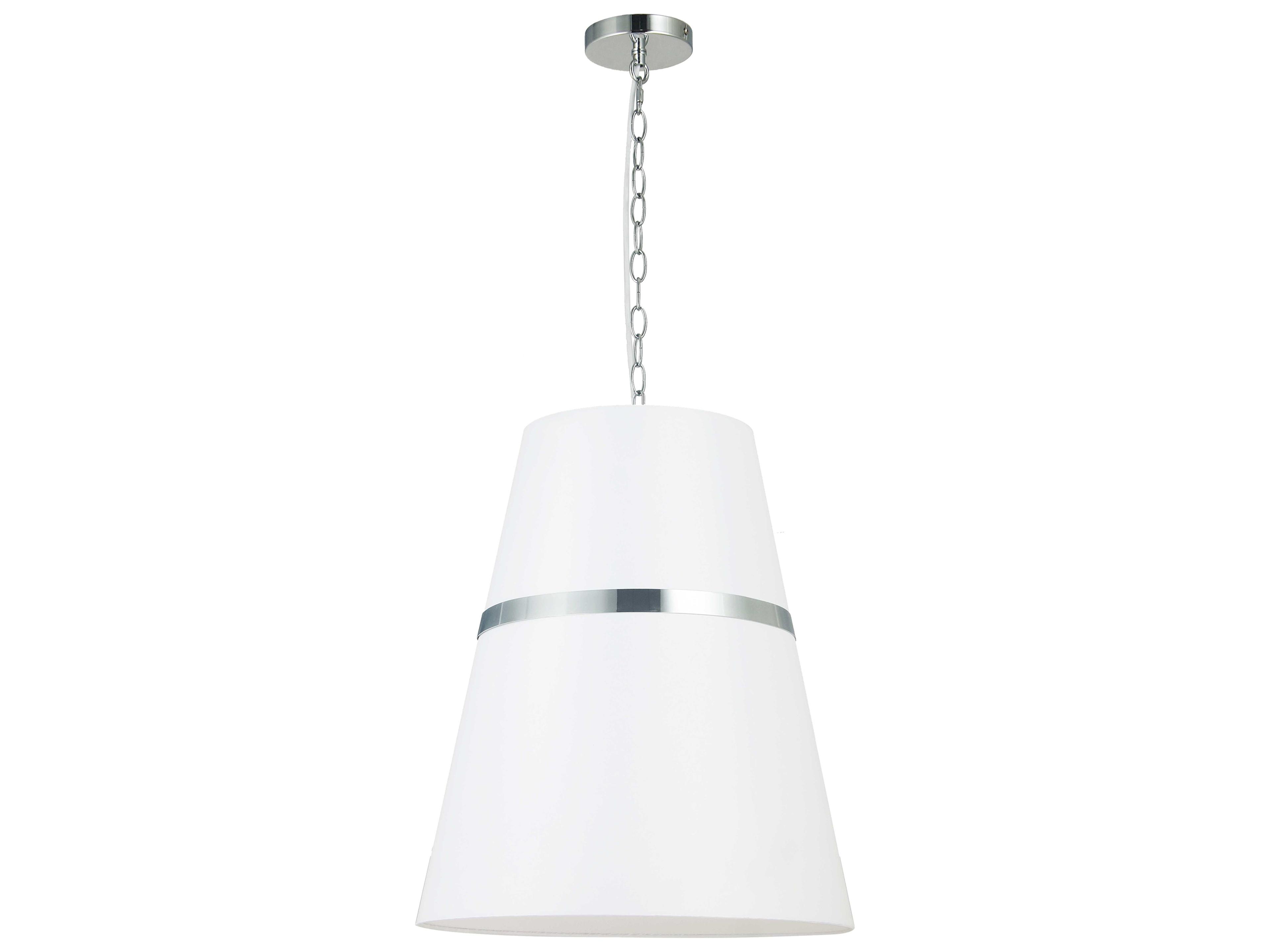 Symphony 3-Light Polished Chrome White Drum Pendant