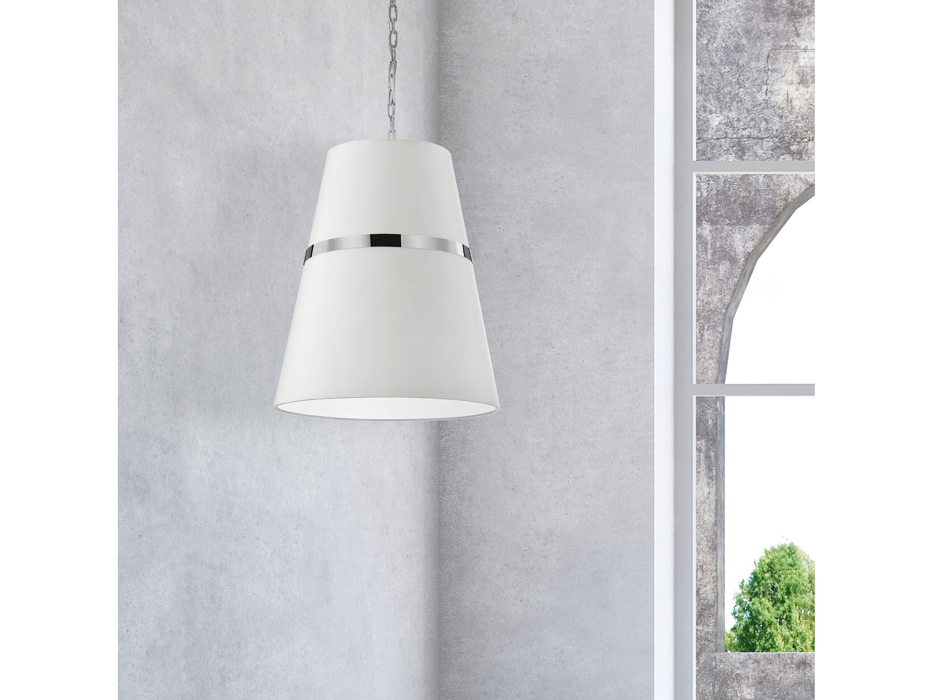 Dainolite Symphony 3-Light Polished Chrome White Drum Pendant
