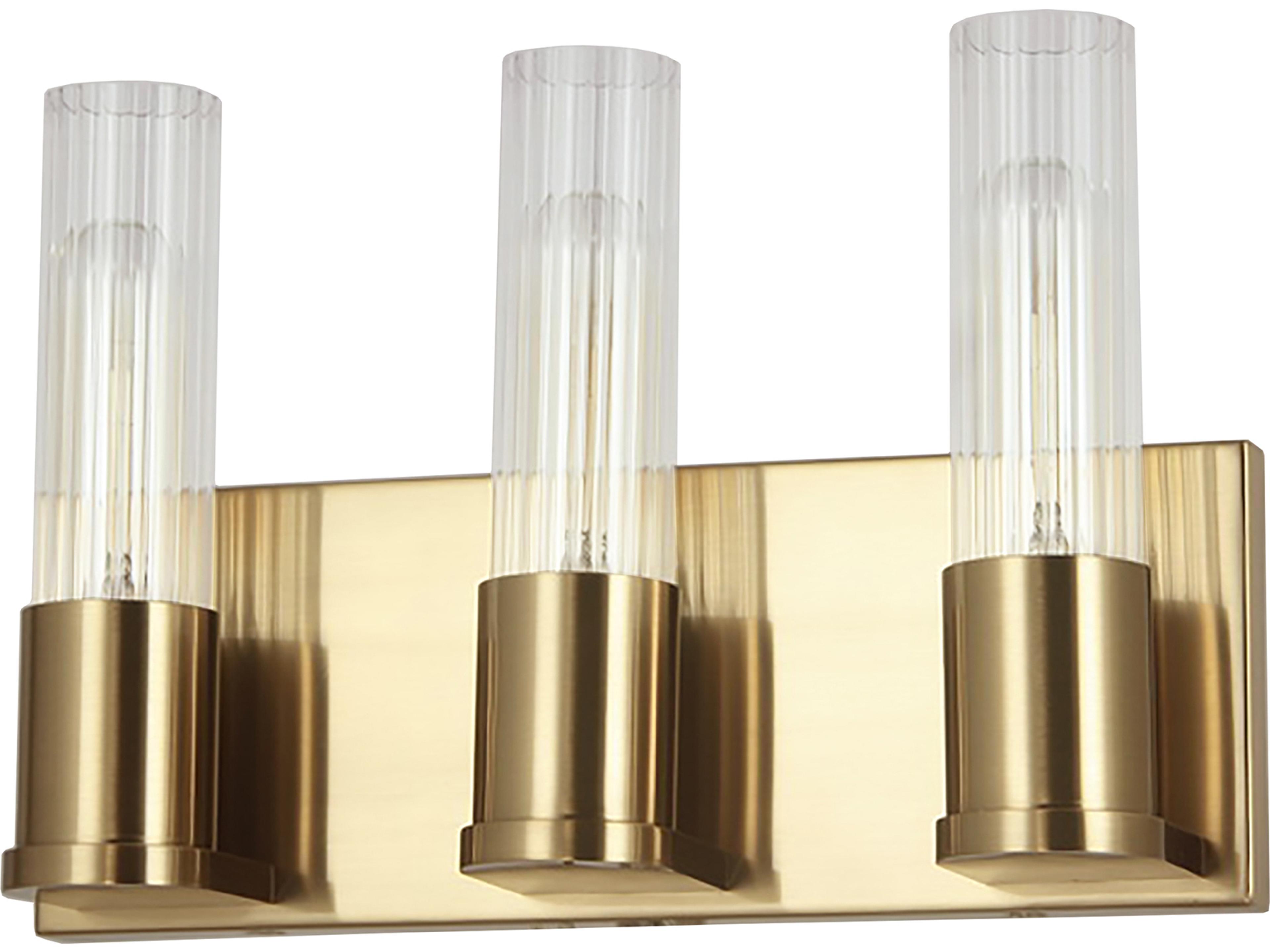 Tube 3-Light Aged Brass Vanity Light