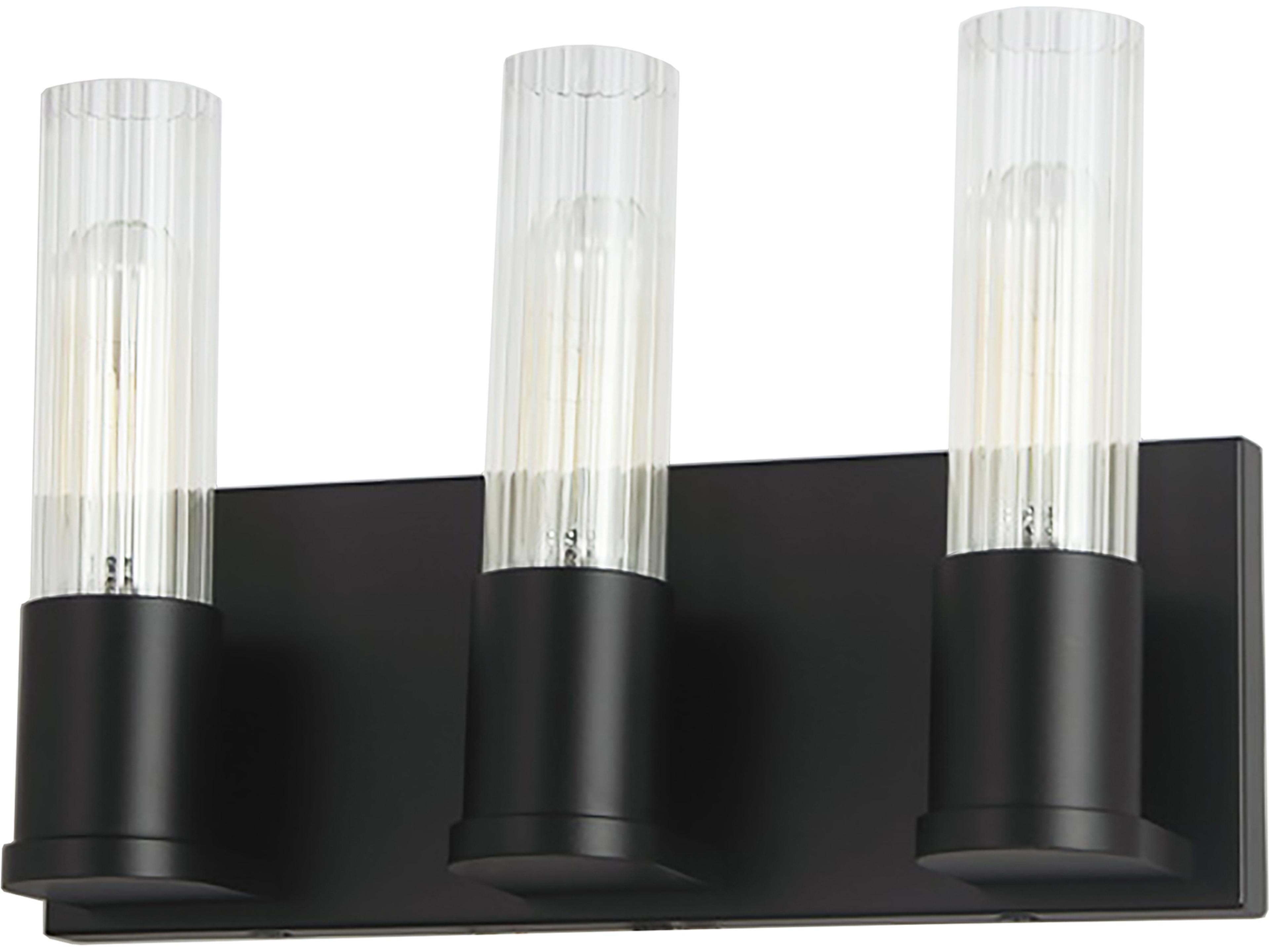 Tube 3-Light Matte Black Vanity Light