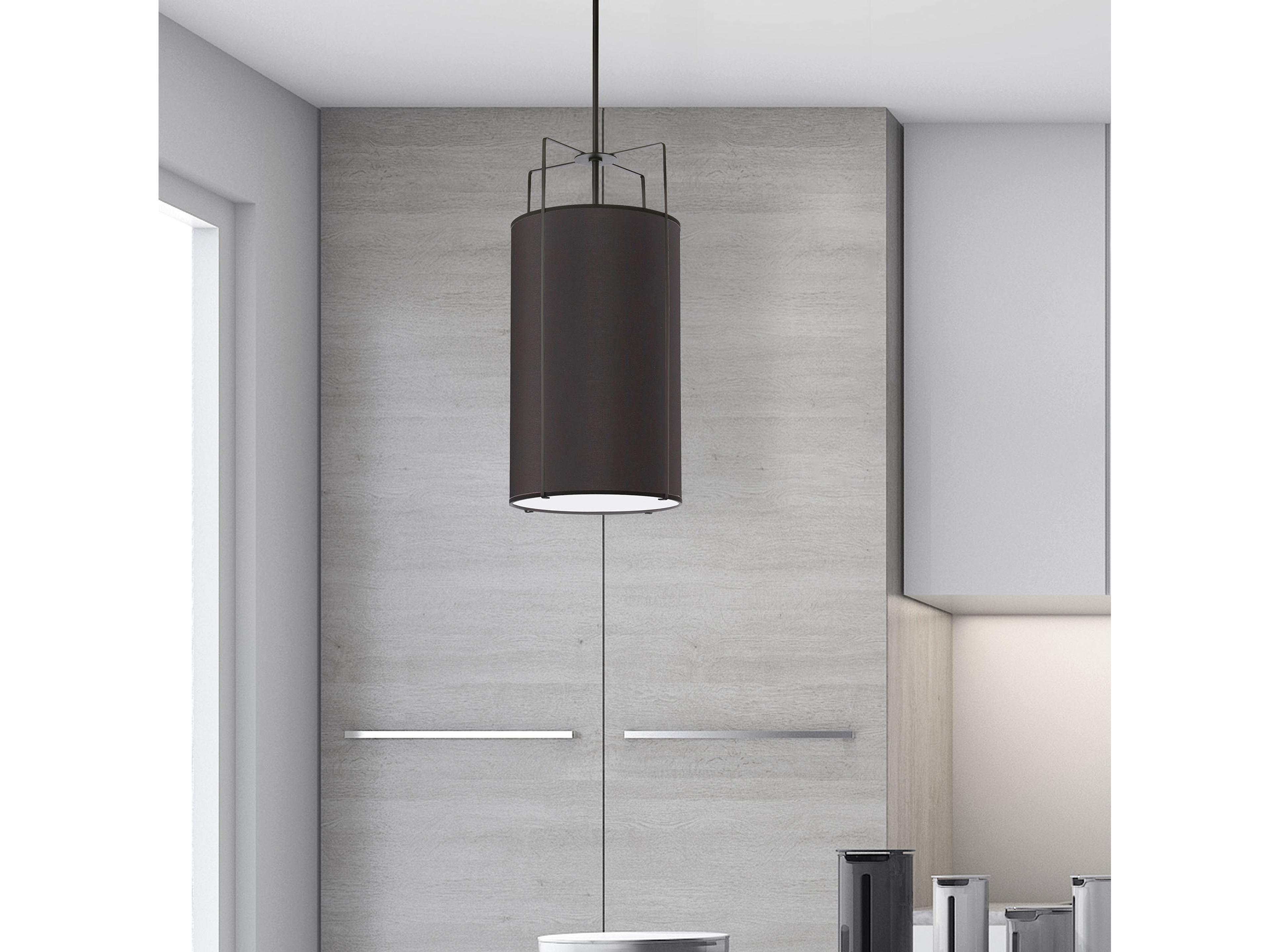 Dainolite Trapezoid 4-Light Black Cylinder Mini Pendant