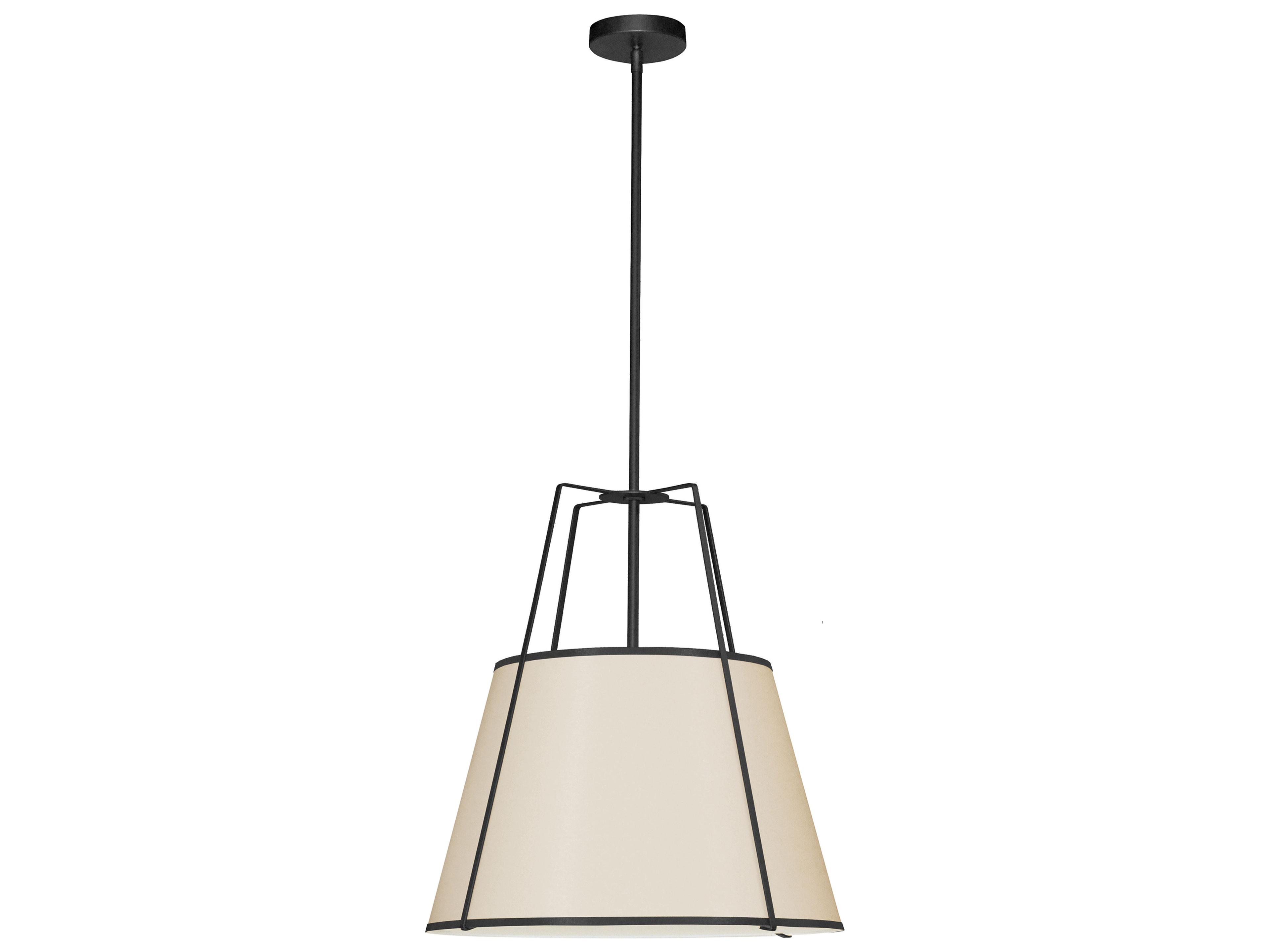 Trapezoid 1-Light Black Off White Drum Pendant