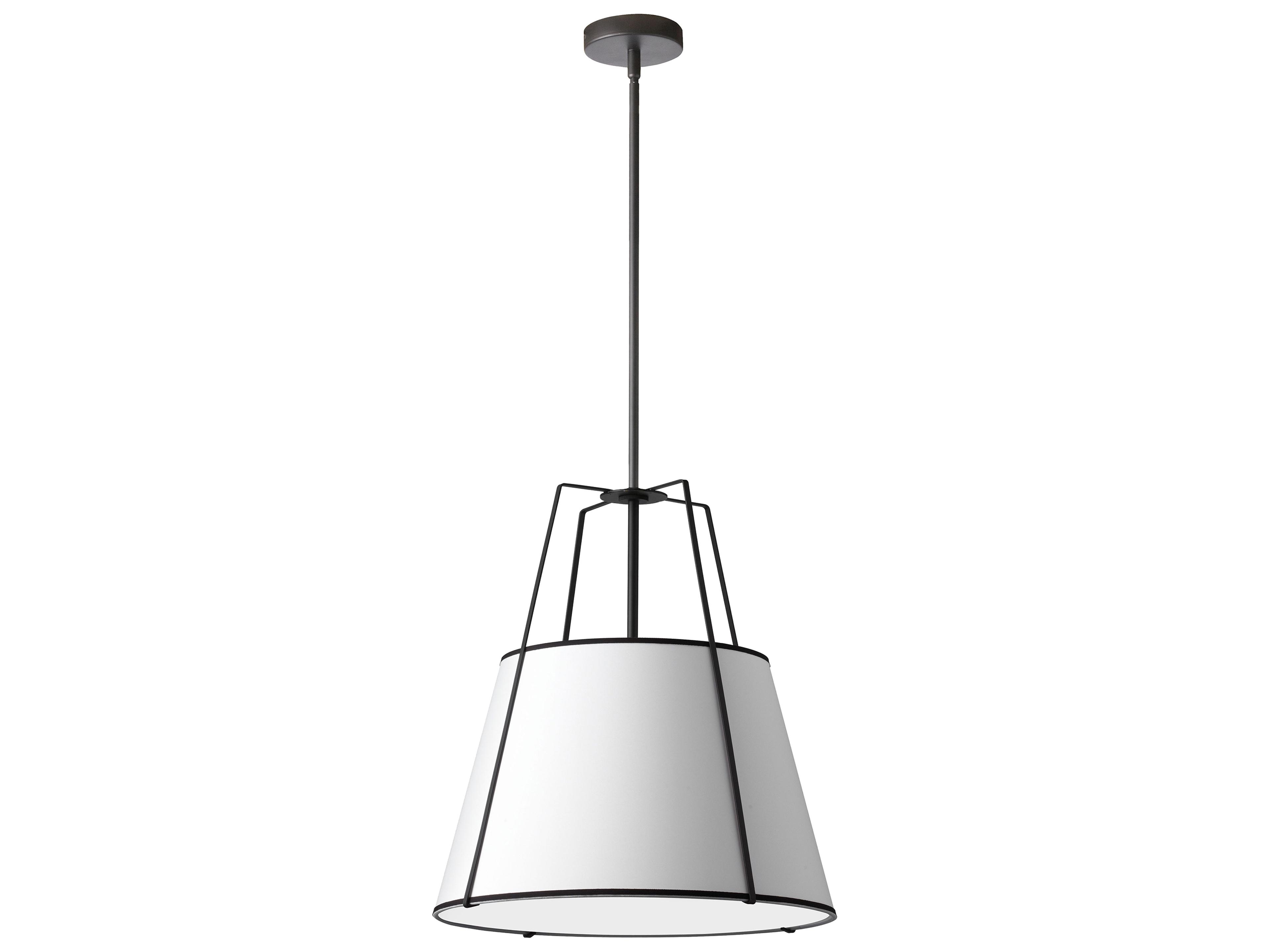 Trapezoid 1-Light Black White Drum Pendant