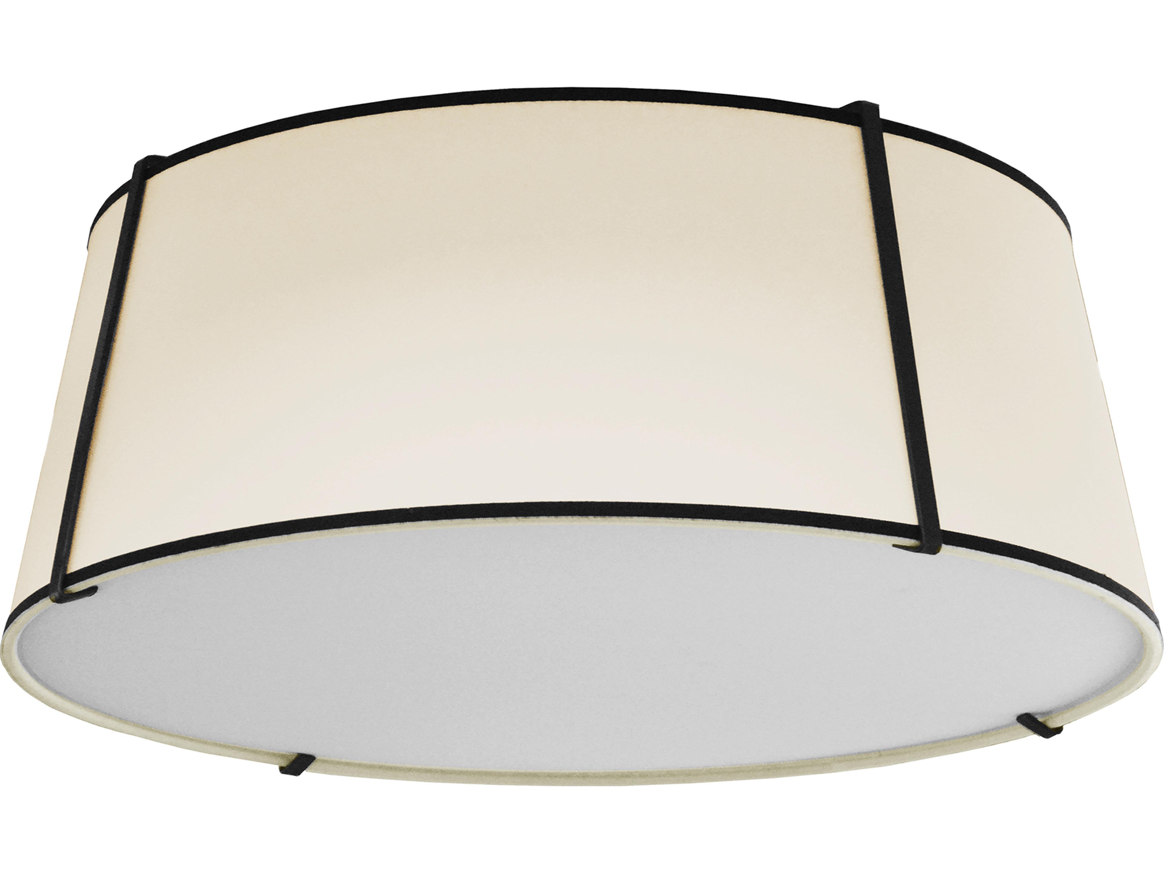 Trapezoid 4-Light Black Off White Drum Flush Mount