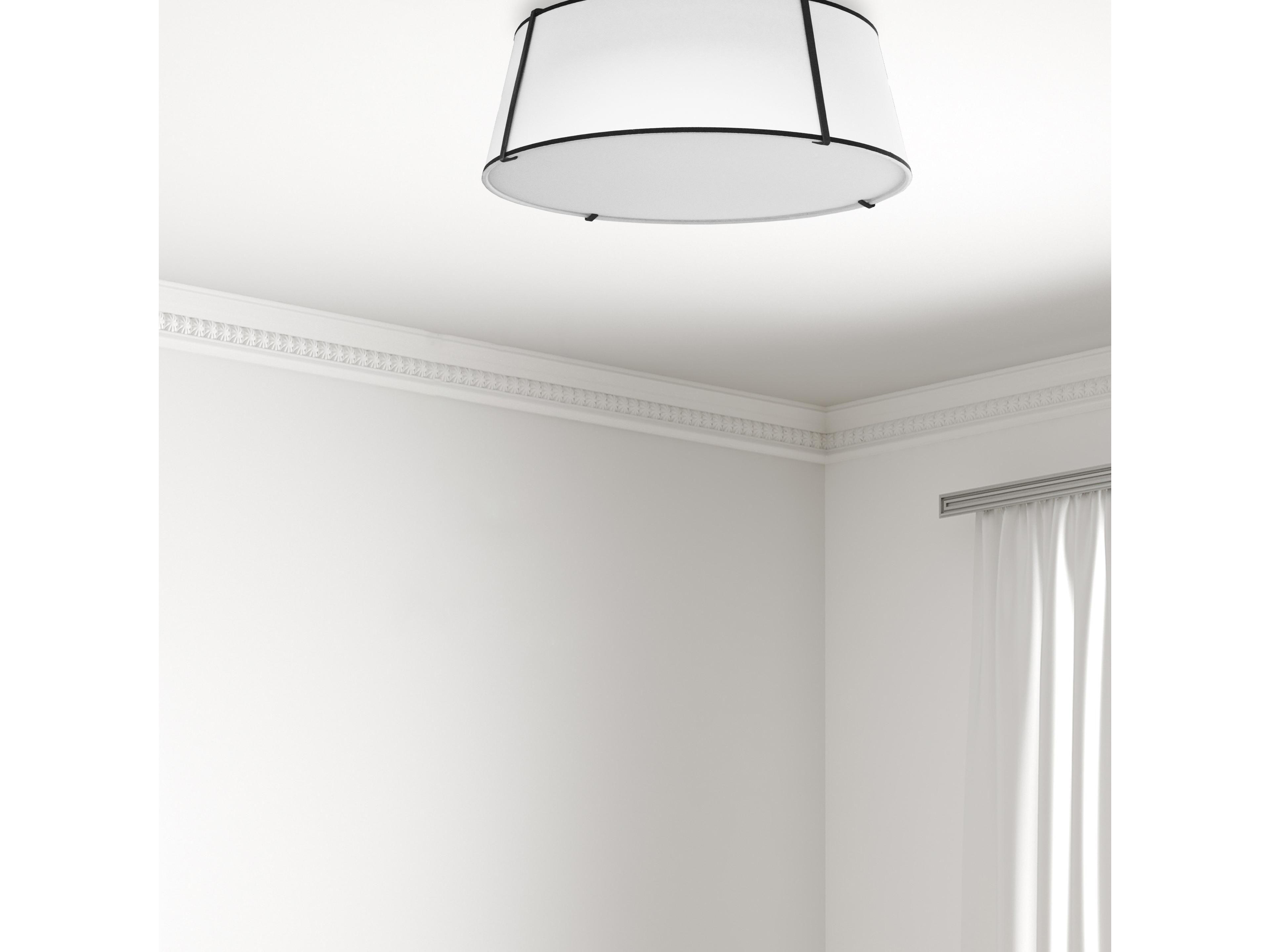 Dainolite Trapezoid 4-Light Black White Drum Flush Mount