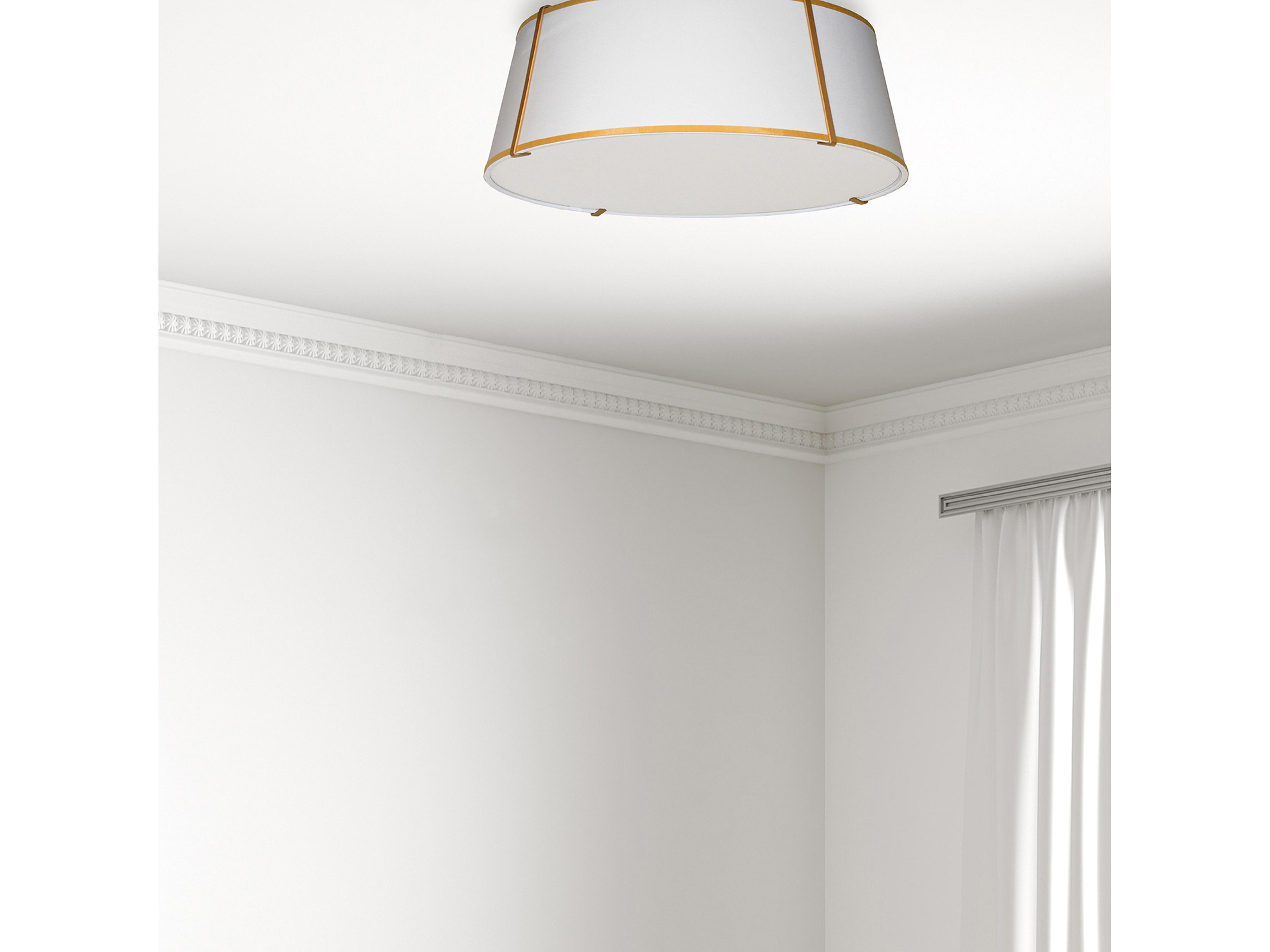 Dainolite Trapezoid 4-Light Gold White Drum Flush Mount