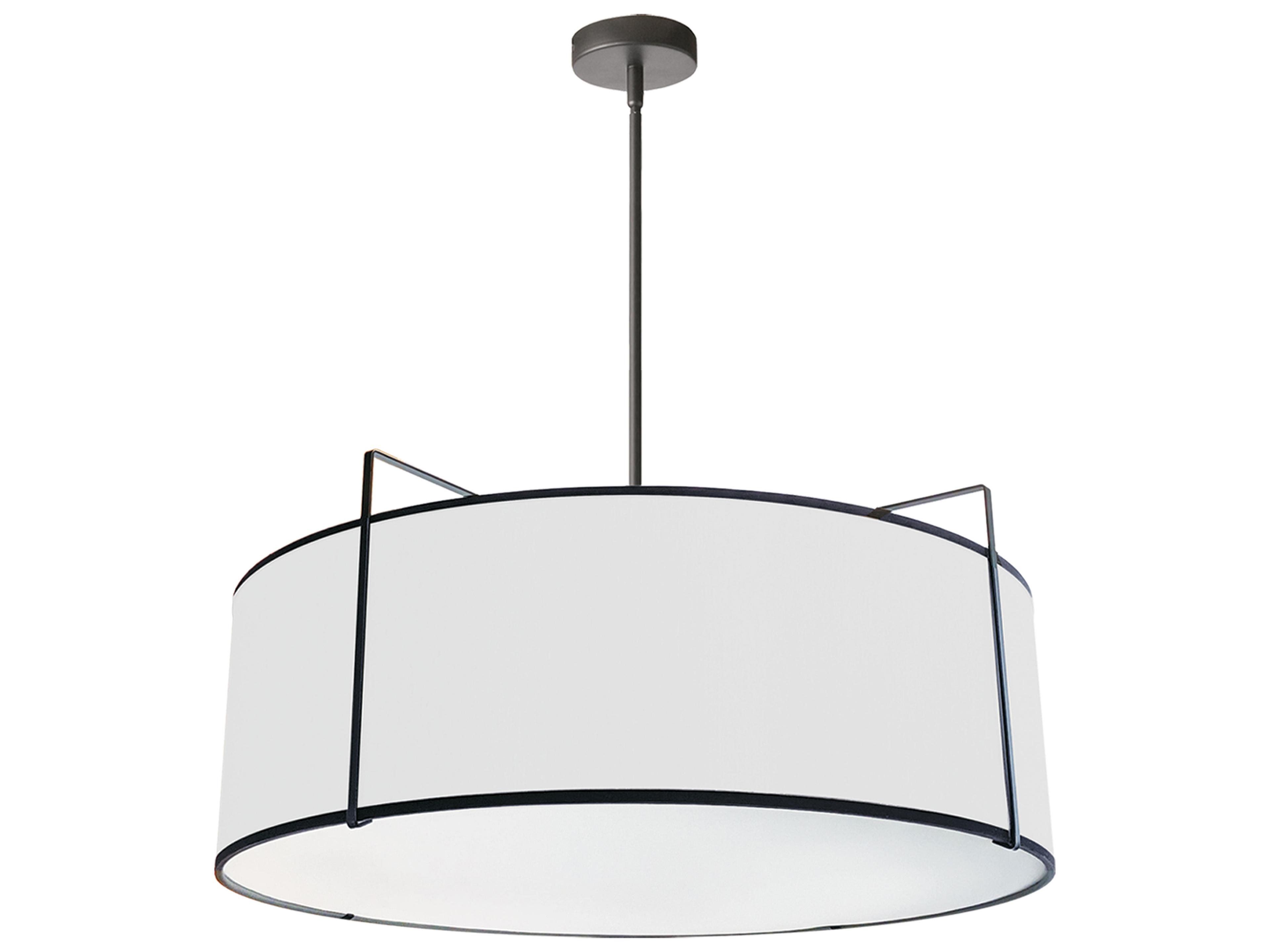 Trapezoid 4-Light Black White Drum Pendant