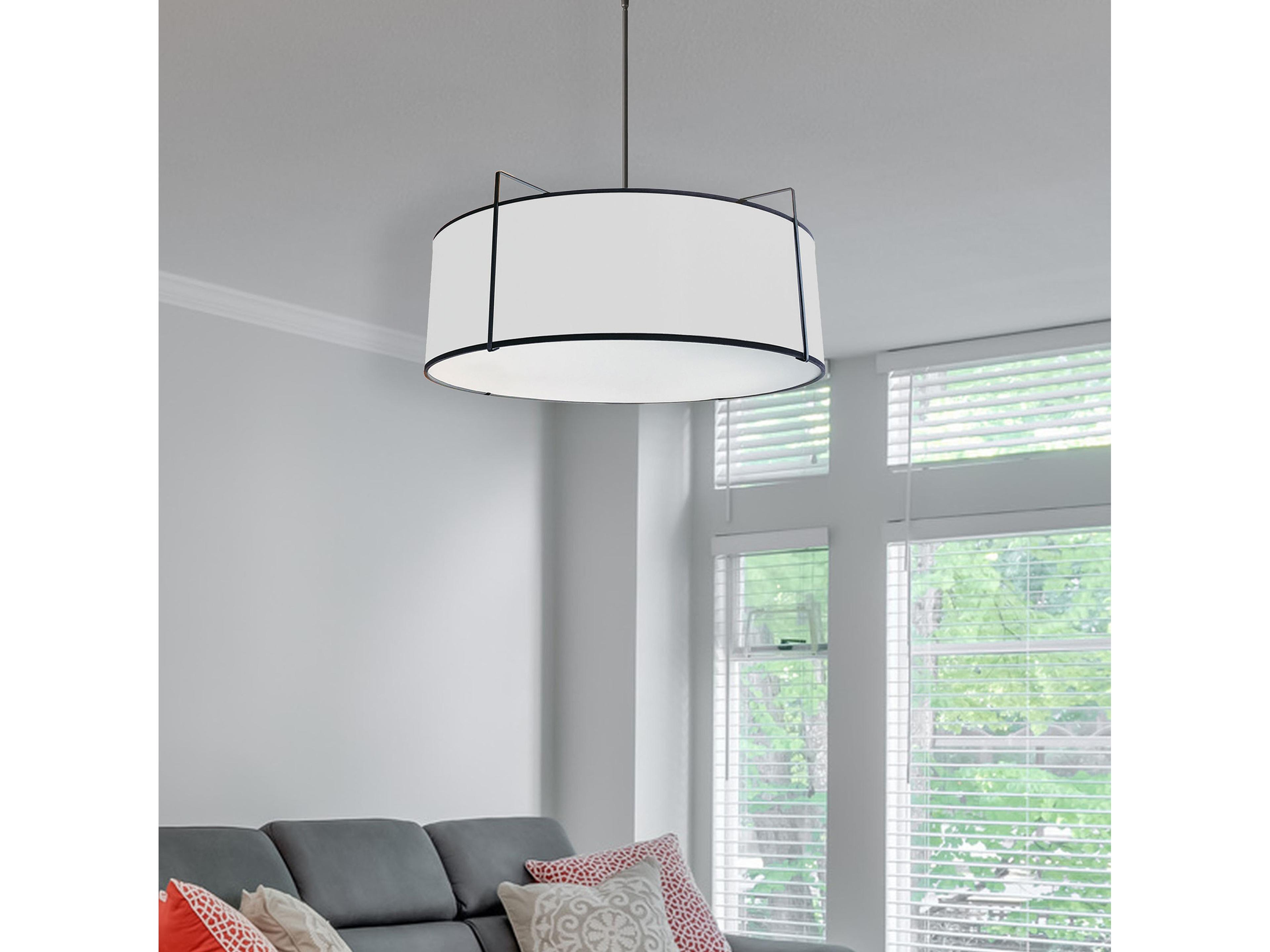 Dainolite Trapezoid 4-Light Black White Drum Pendant