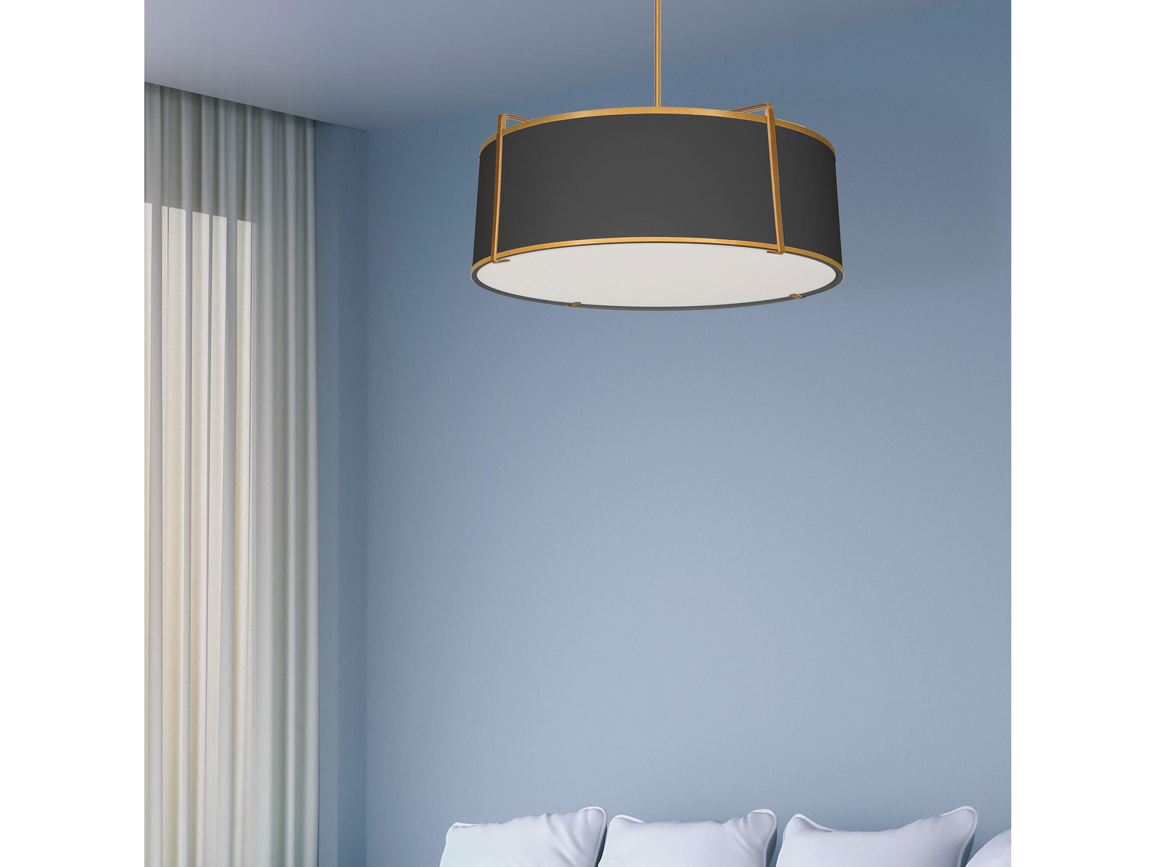 Dainolite Trapezoid 4-Light Gold Black Drum Pendant