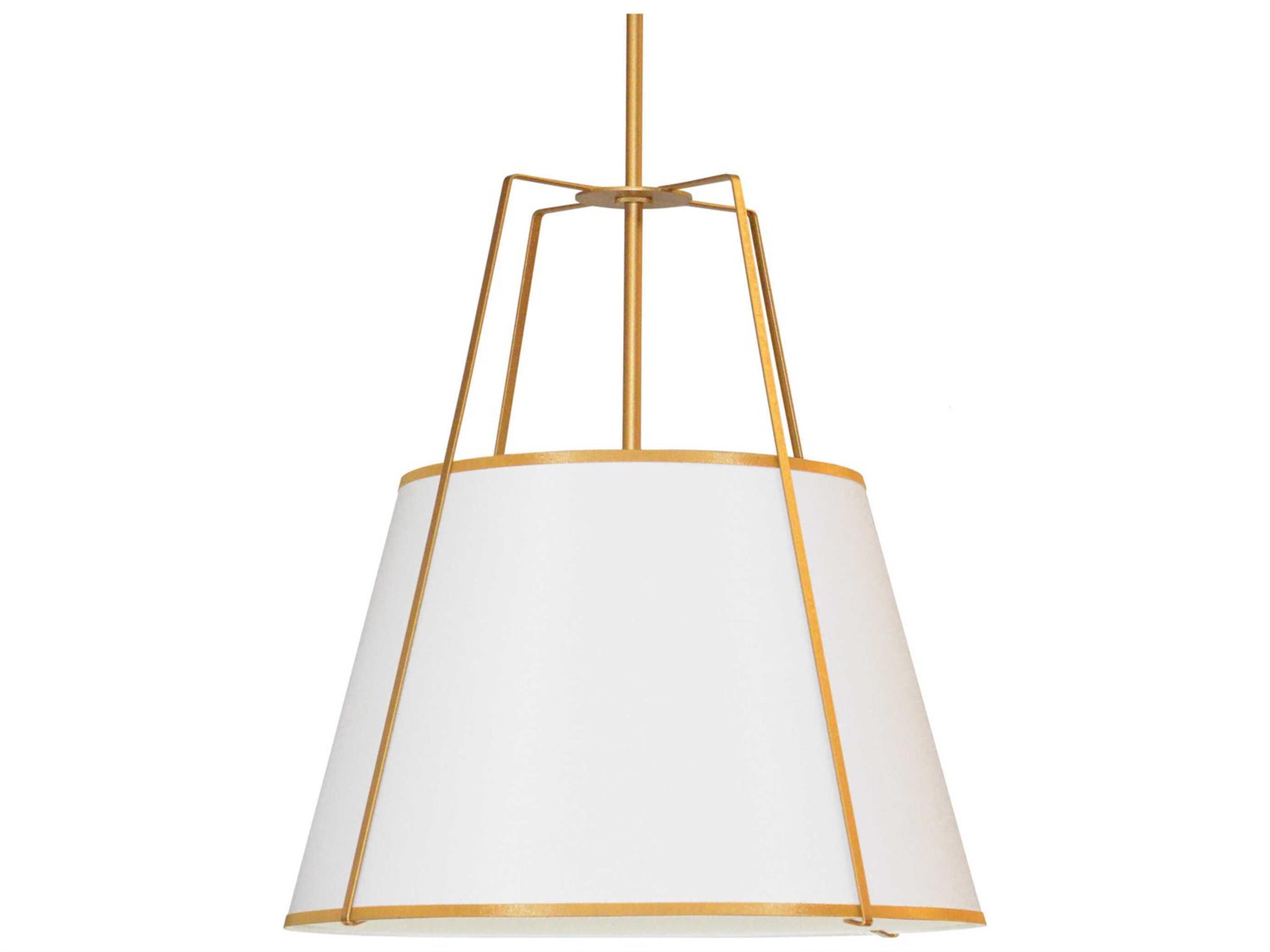 Dainolite Trapezoid 4-Light Gold White Drum Pendant