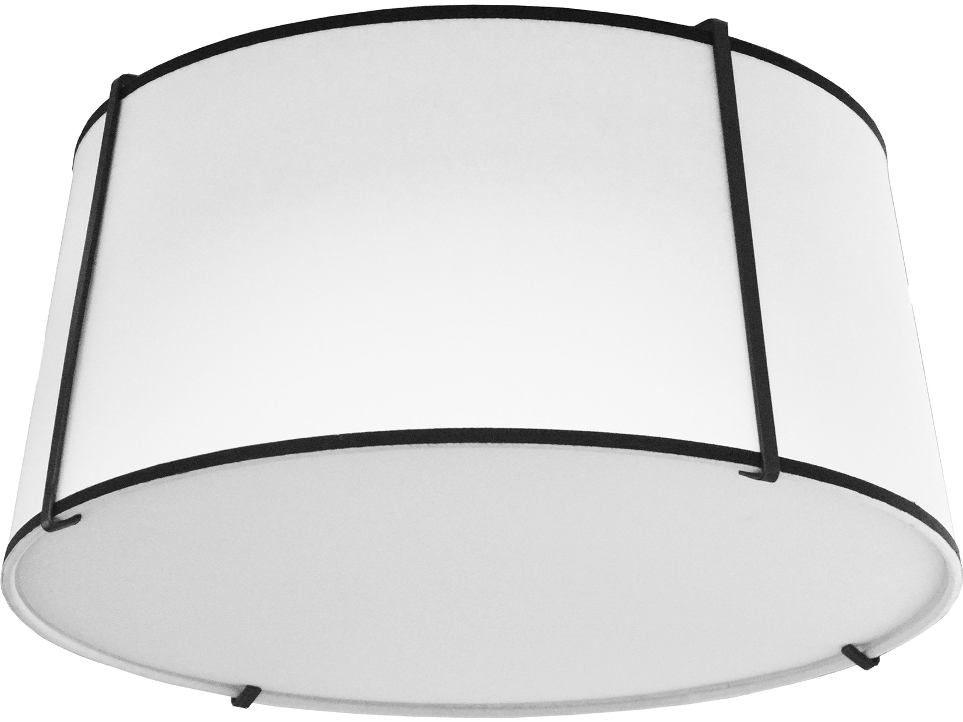 Trapezoid 3-Light Black White Drum Flush Mount