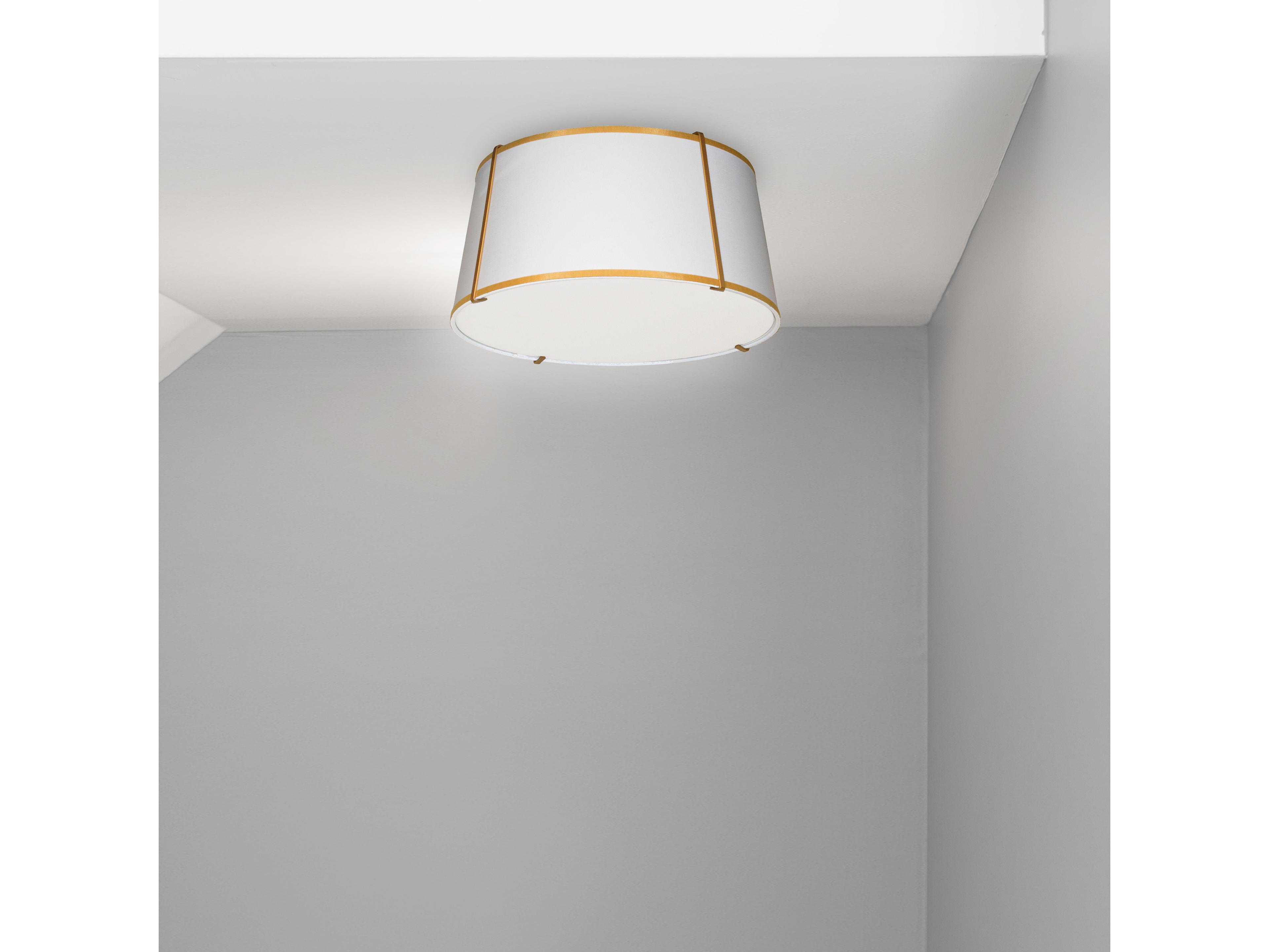 Dainolite Trapezoid 3-Light Gold White Drum Flush Mount