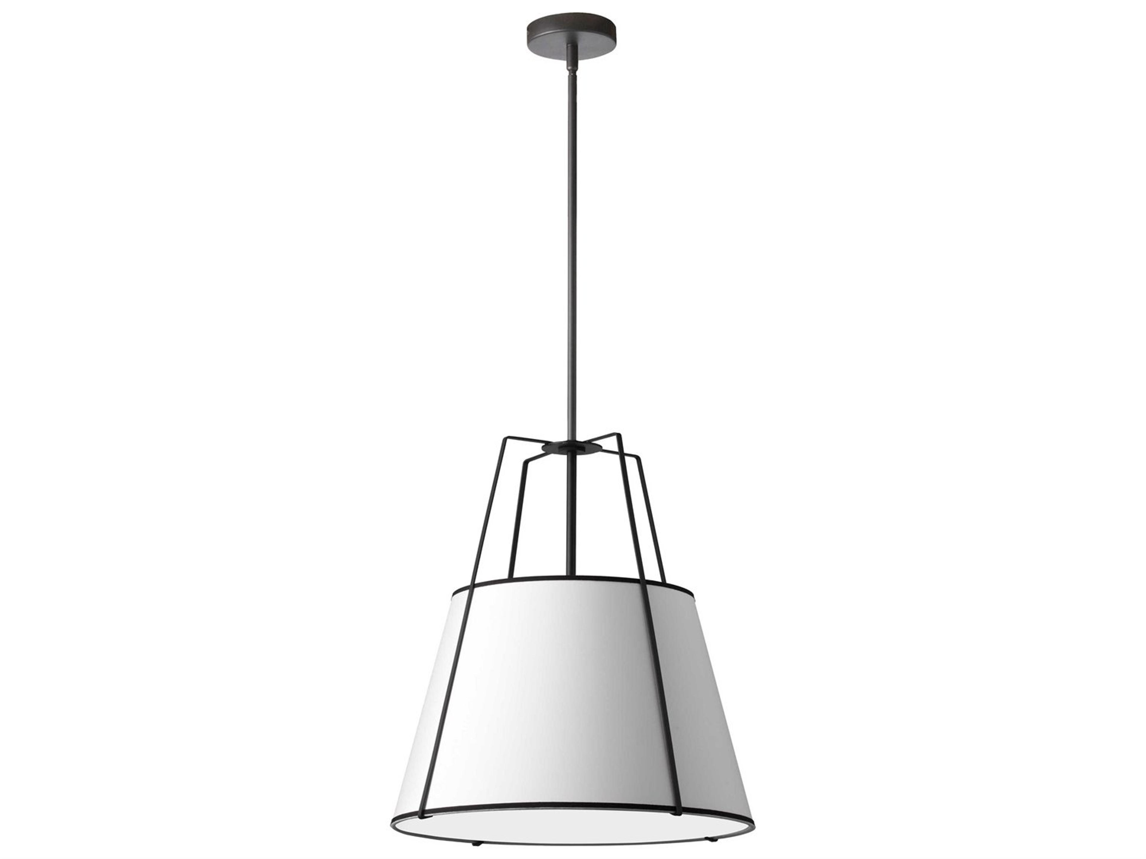 Dainolite Trapezoid 3-Light Black White Drum Pendant