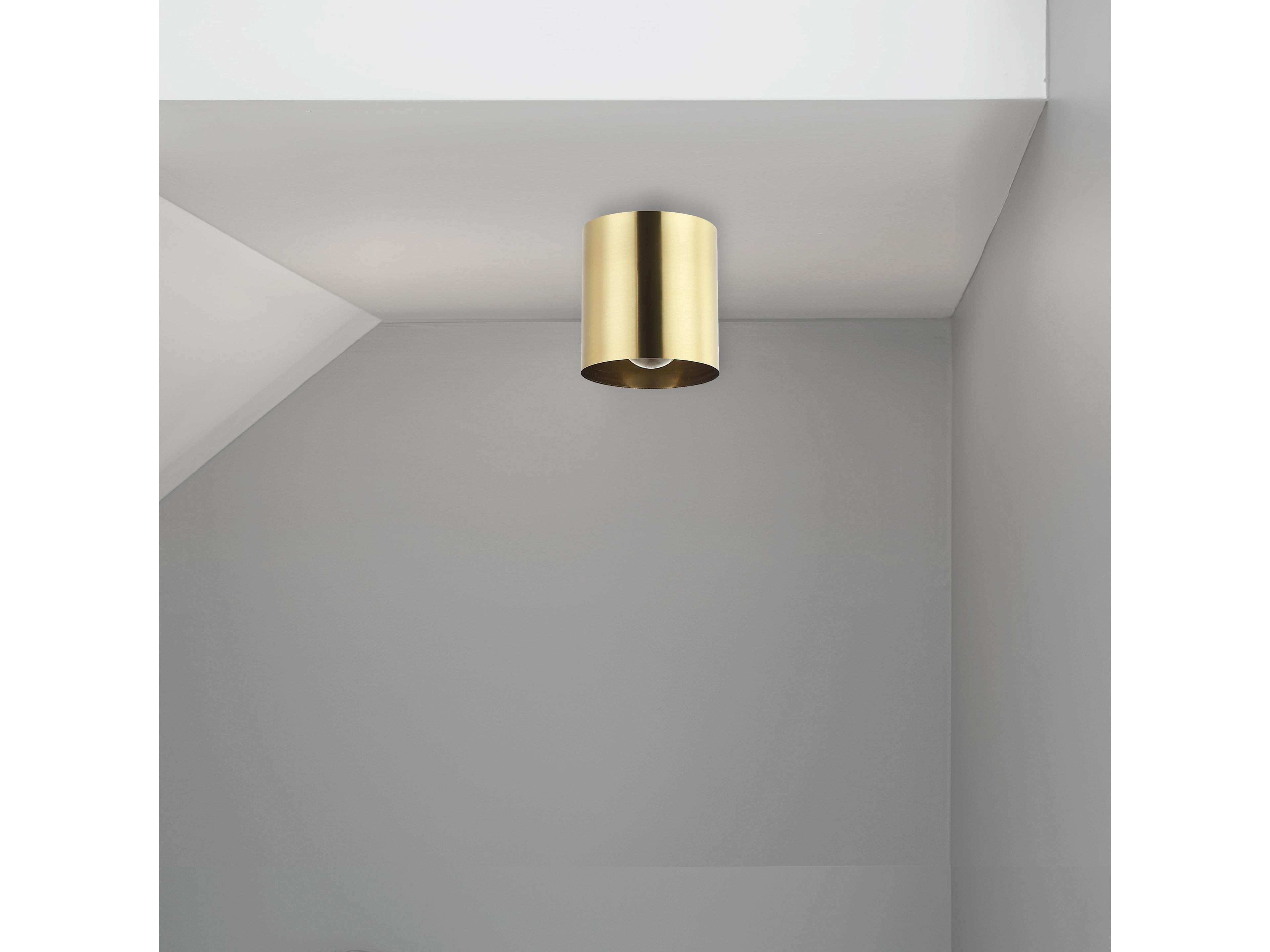 Dainolite Theron 1-Light Aged Brass Cylinder Flush Mount