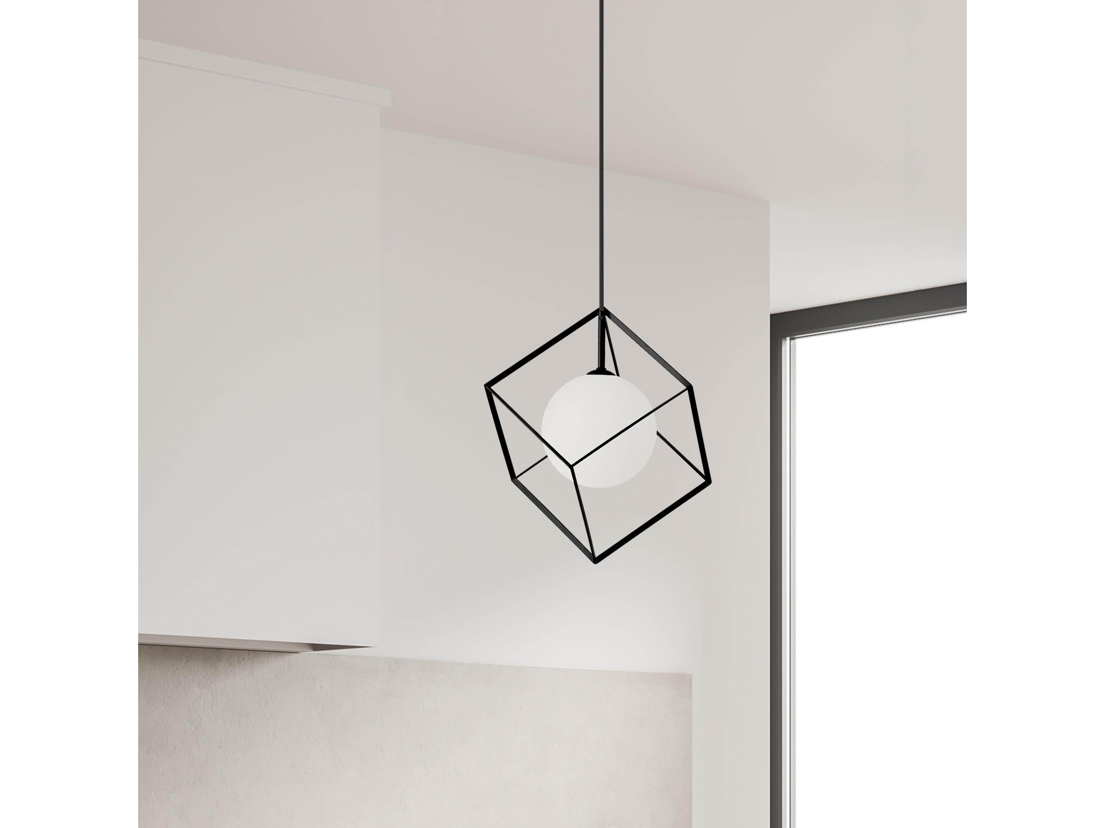 Dainolite Thomson 1-Light Matte Black Geometric Mini Pendant