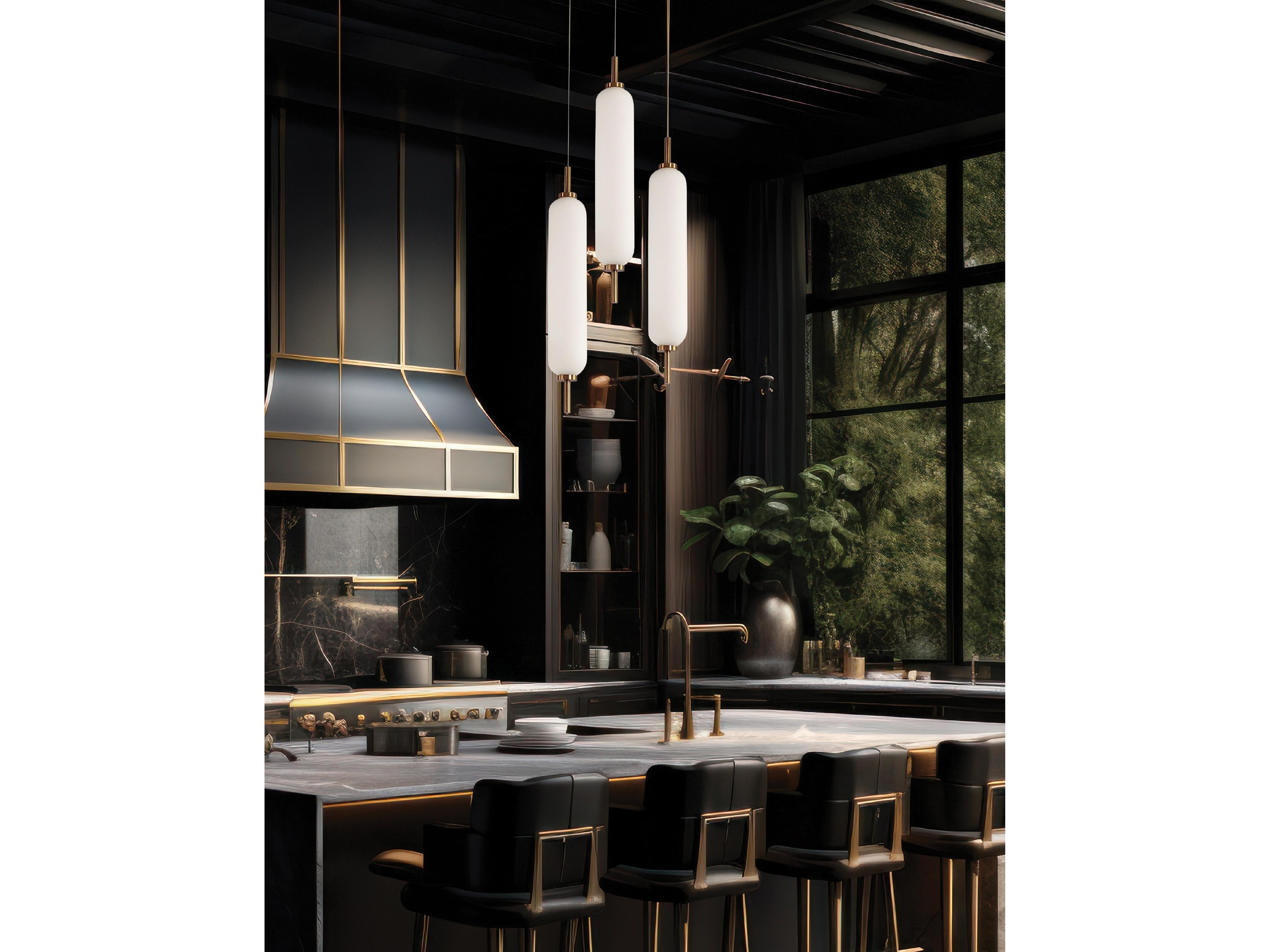 Dainolite Typha 3-Light Aged Brass Cylinder Mini Pendant