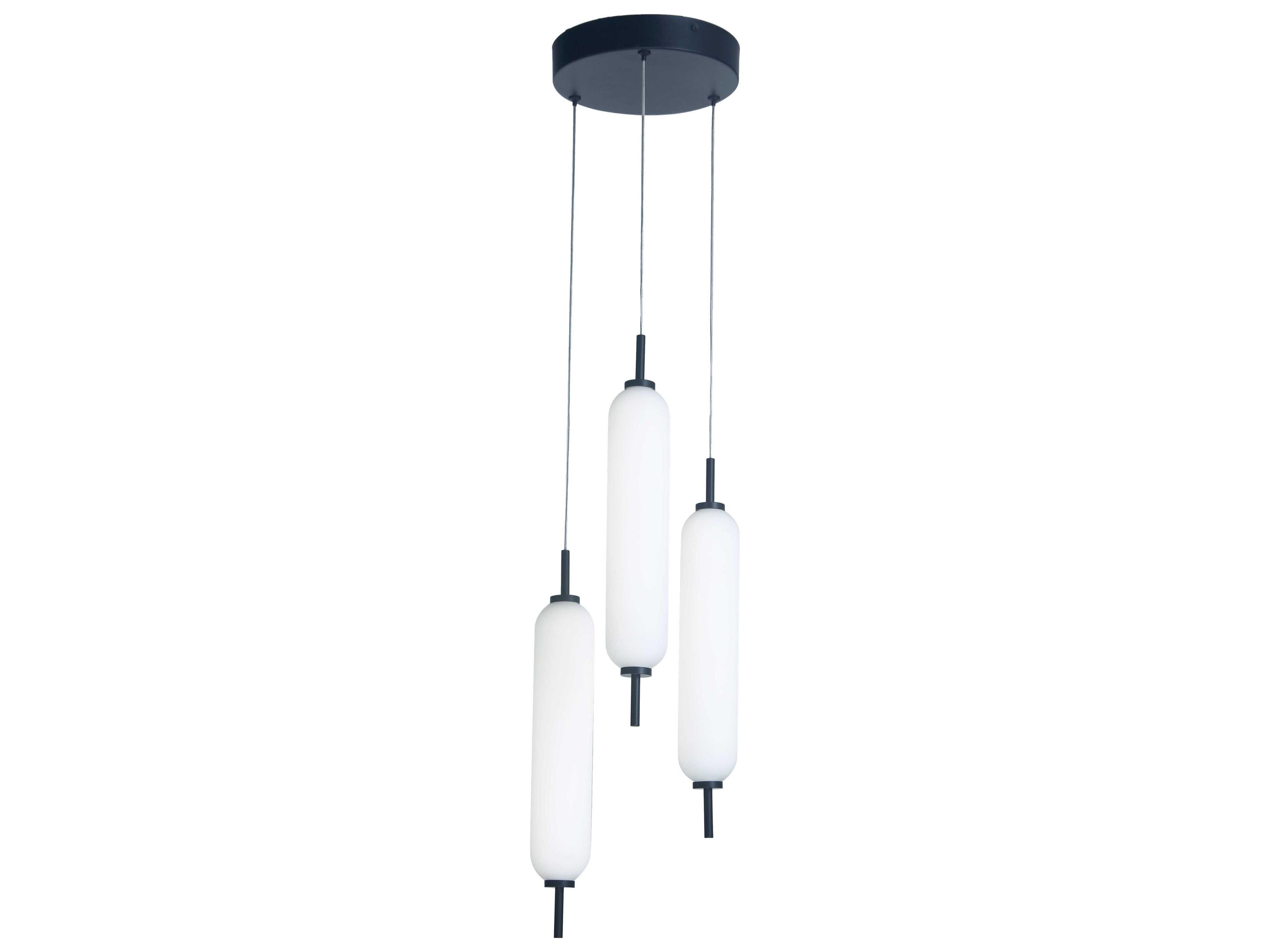Typha 3-Light Matte Black Cylinder Mini Pendant