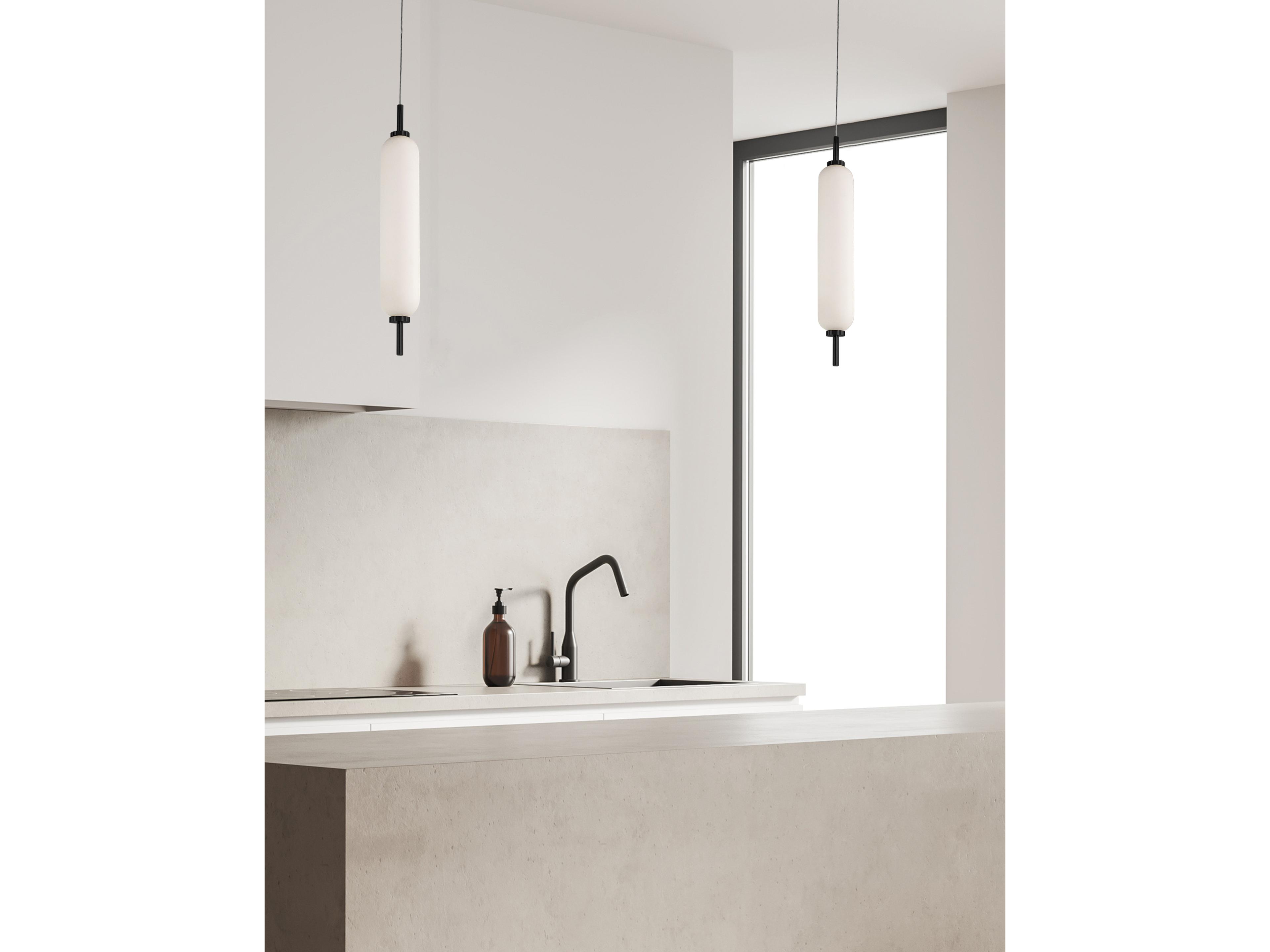 Dainolite Typha 1-Light Matte Black Cylinder Mini Pendant