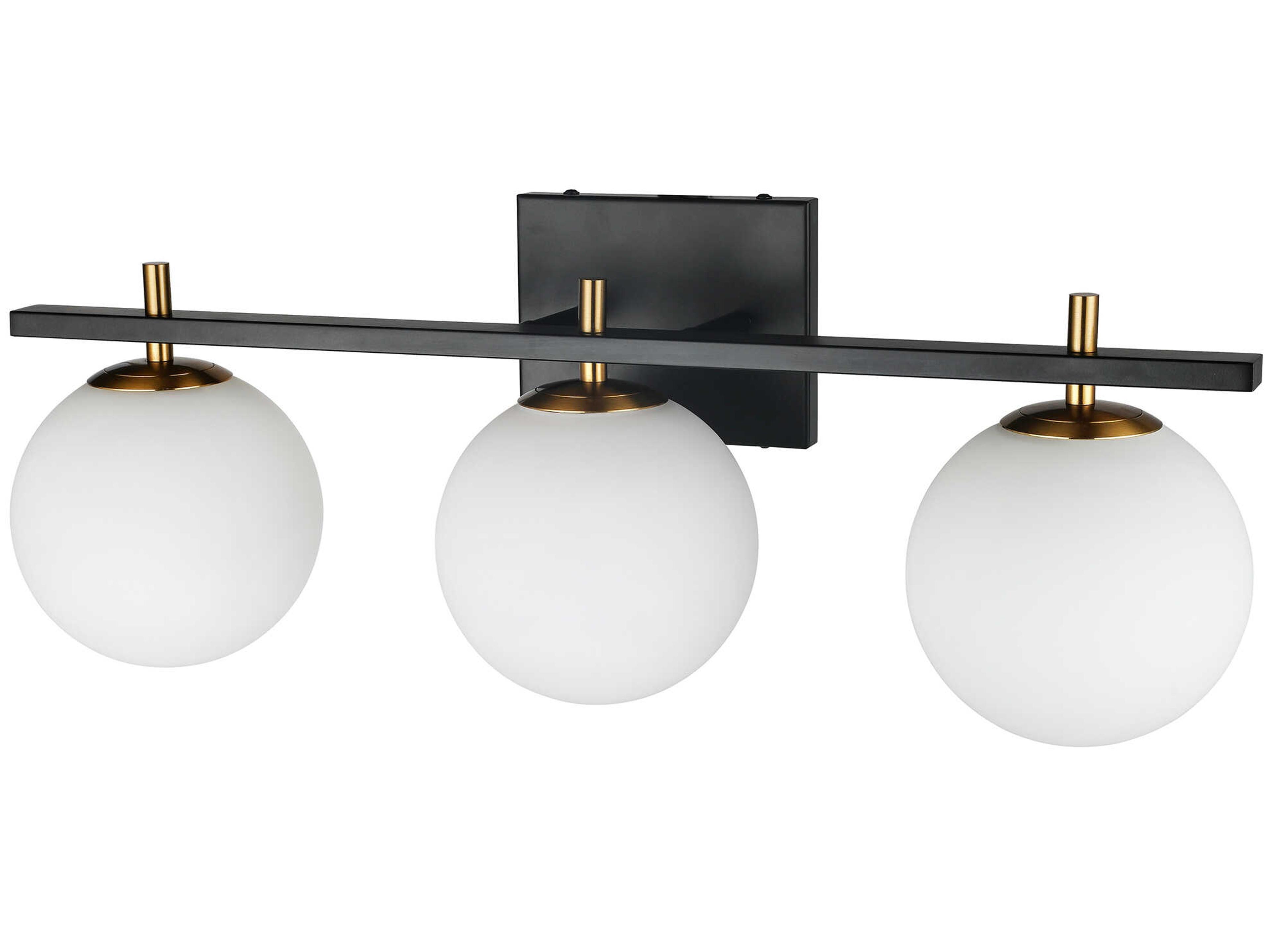 Vivaldi 3-Light Matte Black Aged Brass Vanity Light