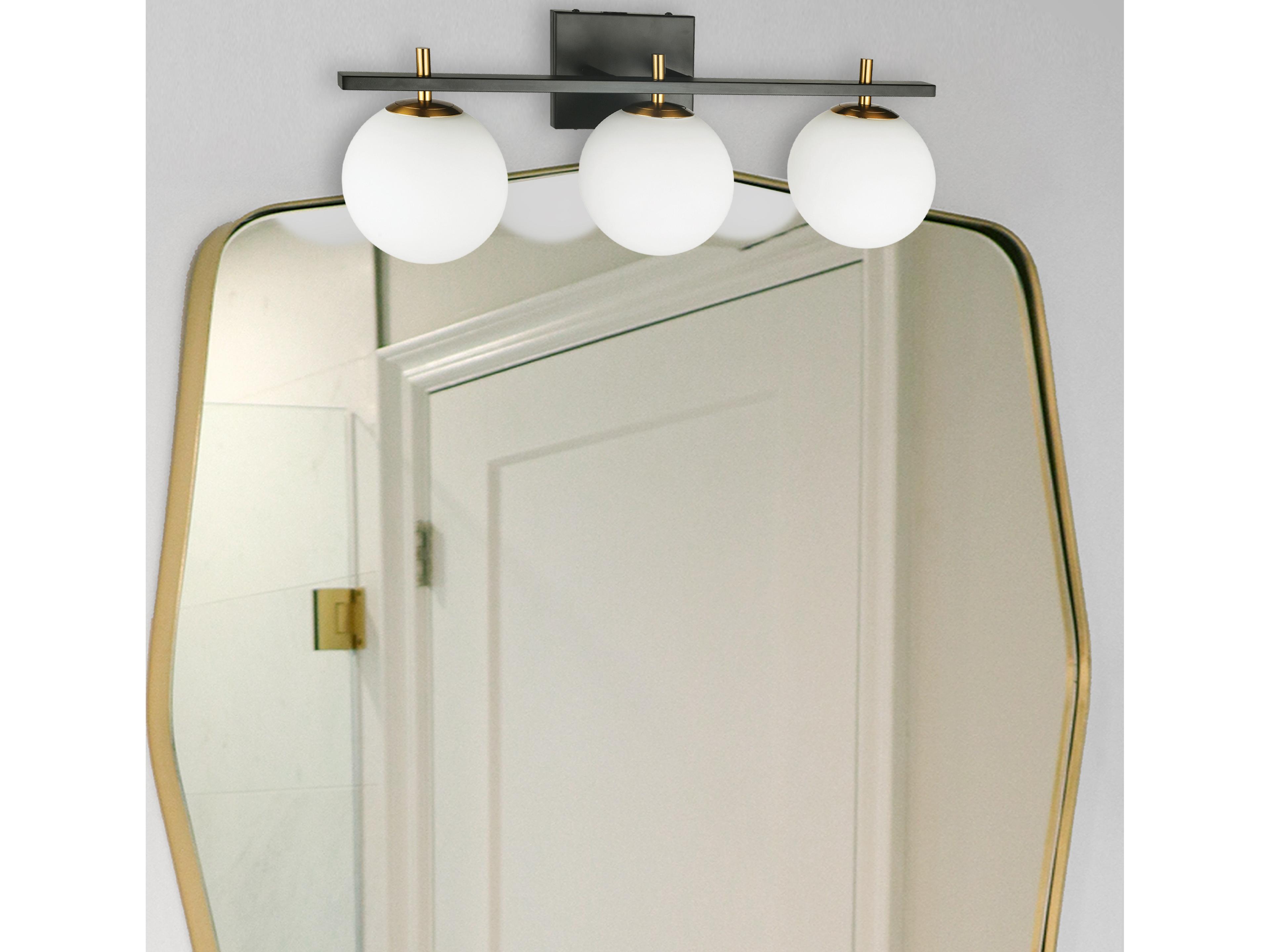 Dainolite Vivaldi 3-Light Matte Black Aged Brass Vanity Light