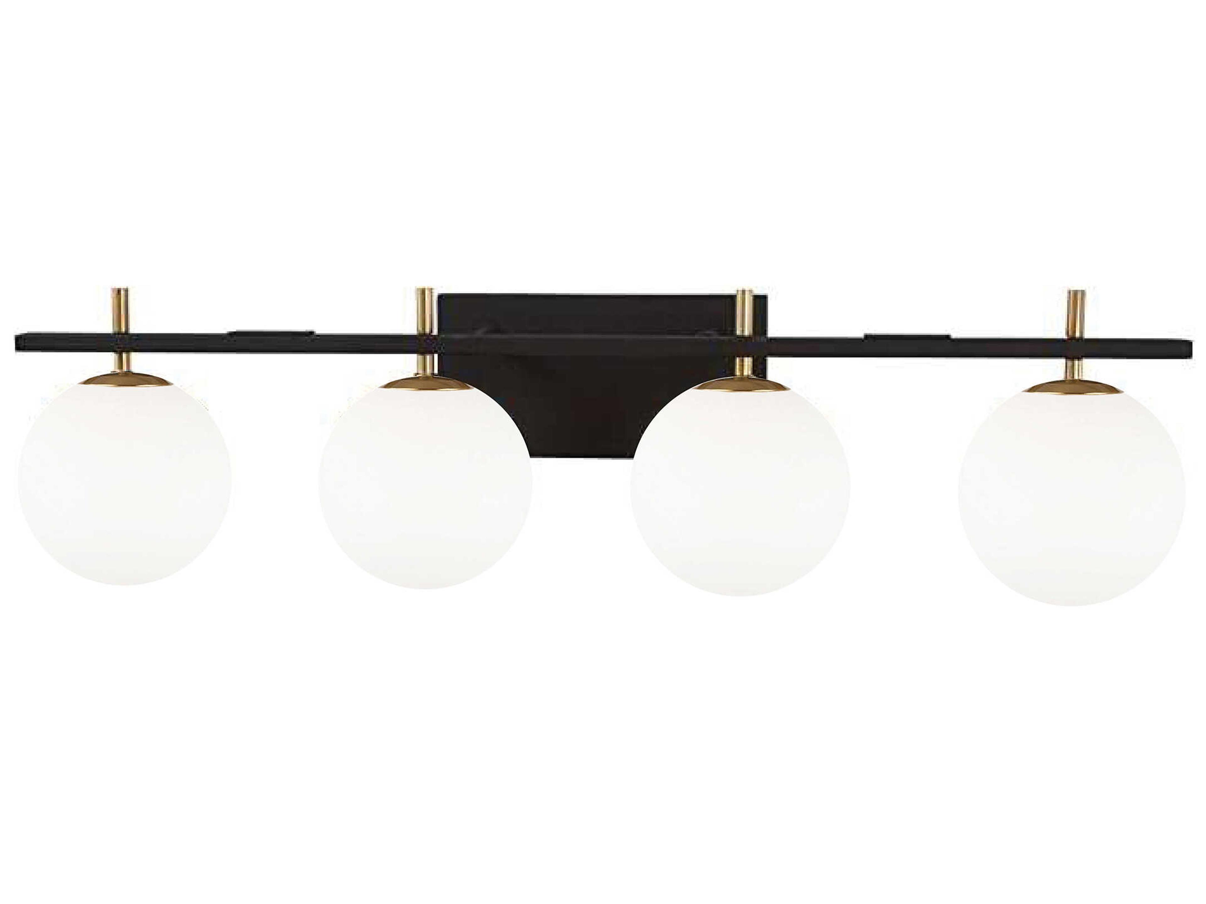 Vivaldi 4-Light Matte Black Aged Brass Vanity Light