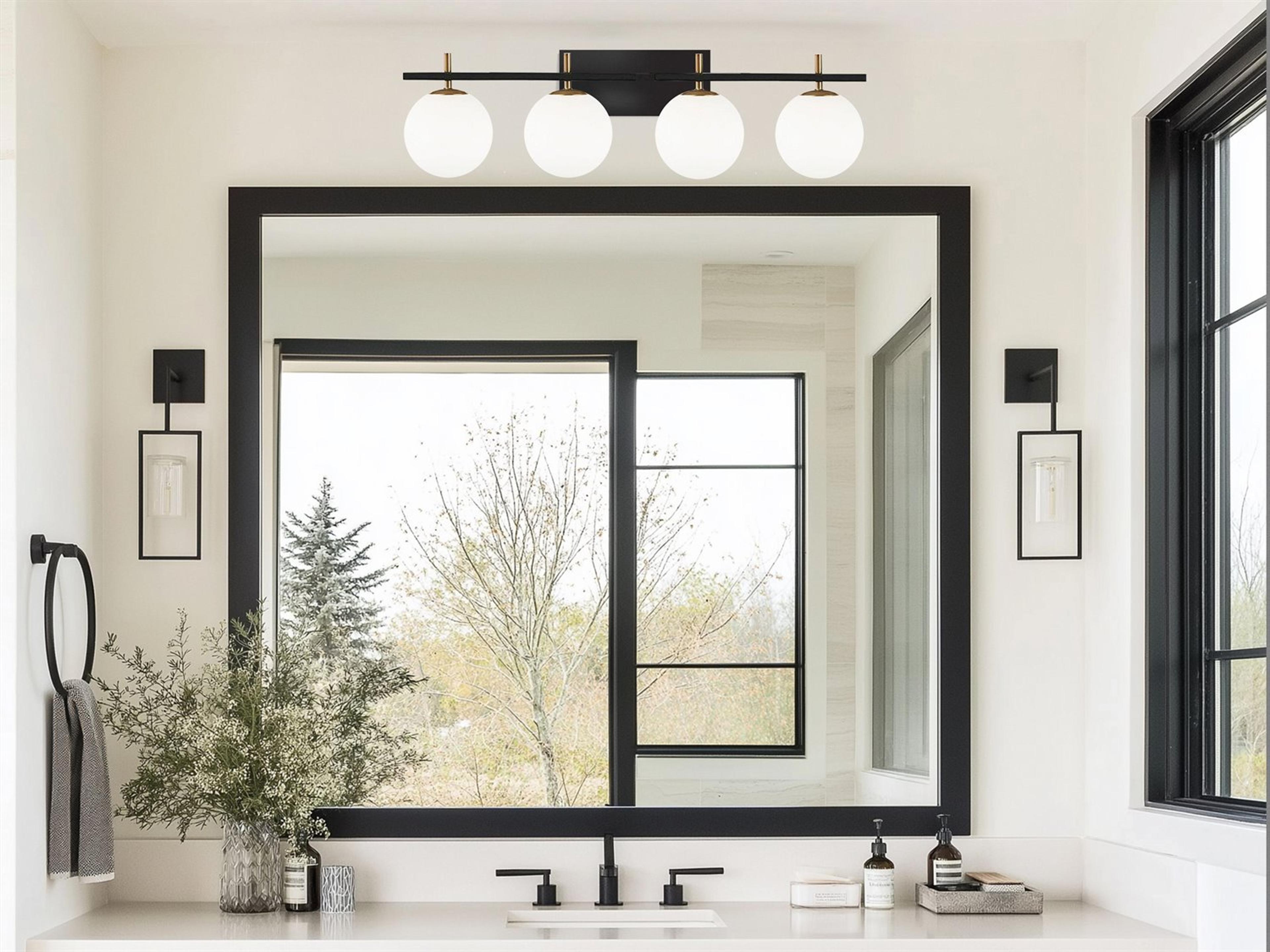 Dainolite Vivaldi 4-Light Matte Black Aged Brass Vanity Light