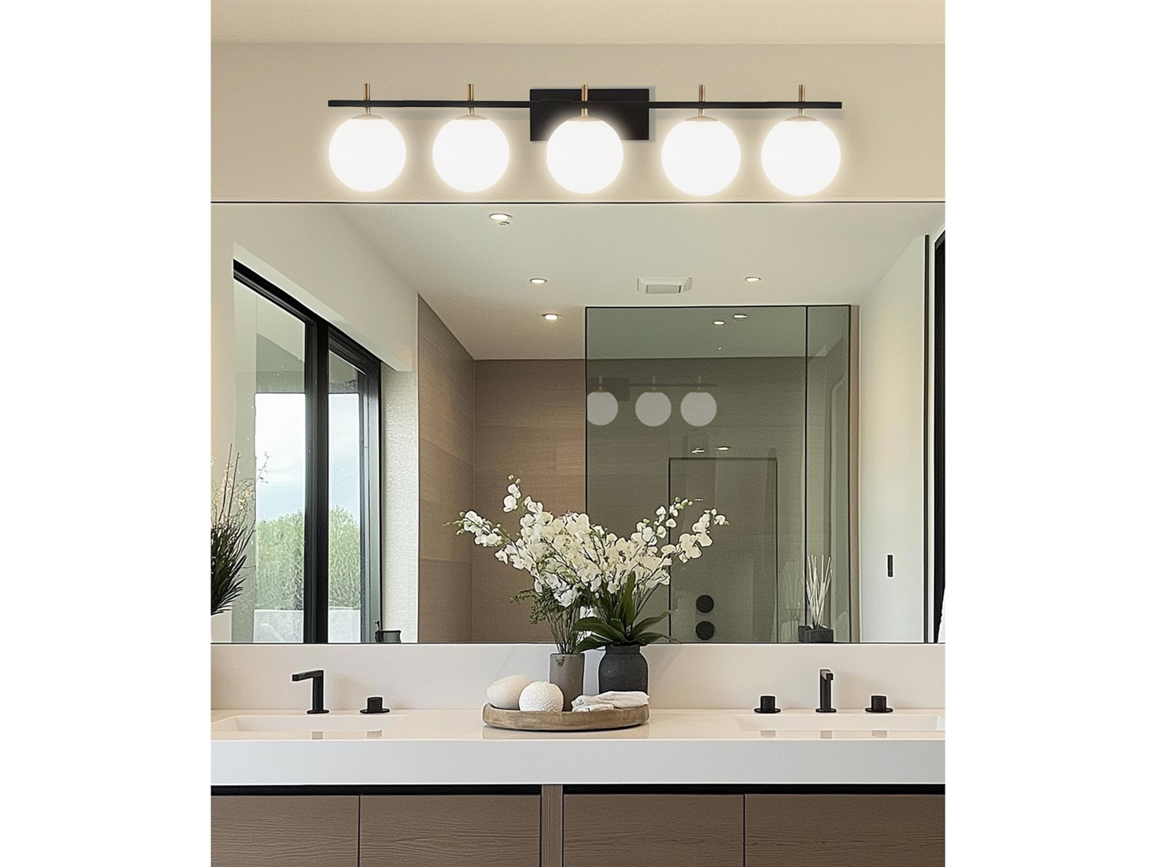 Dainolite Vivaldi 5-Light Matte Black Aged Brass Vanity Light