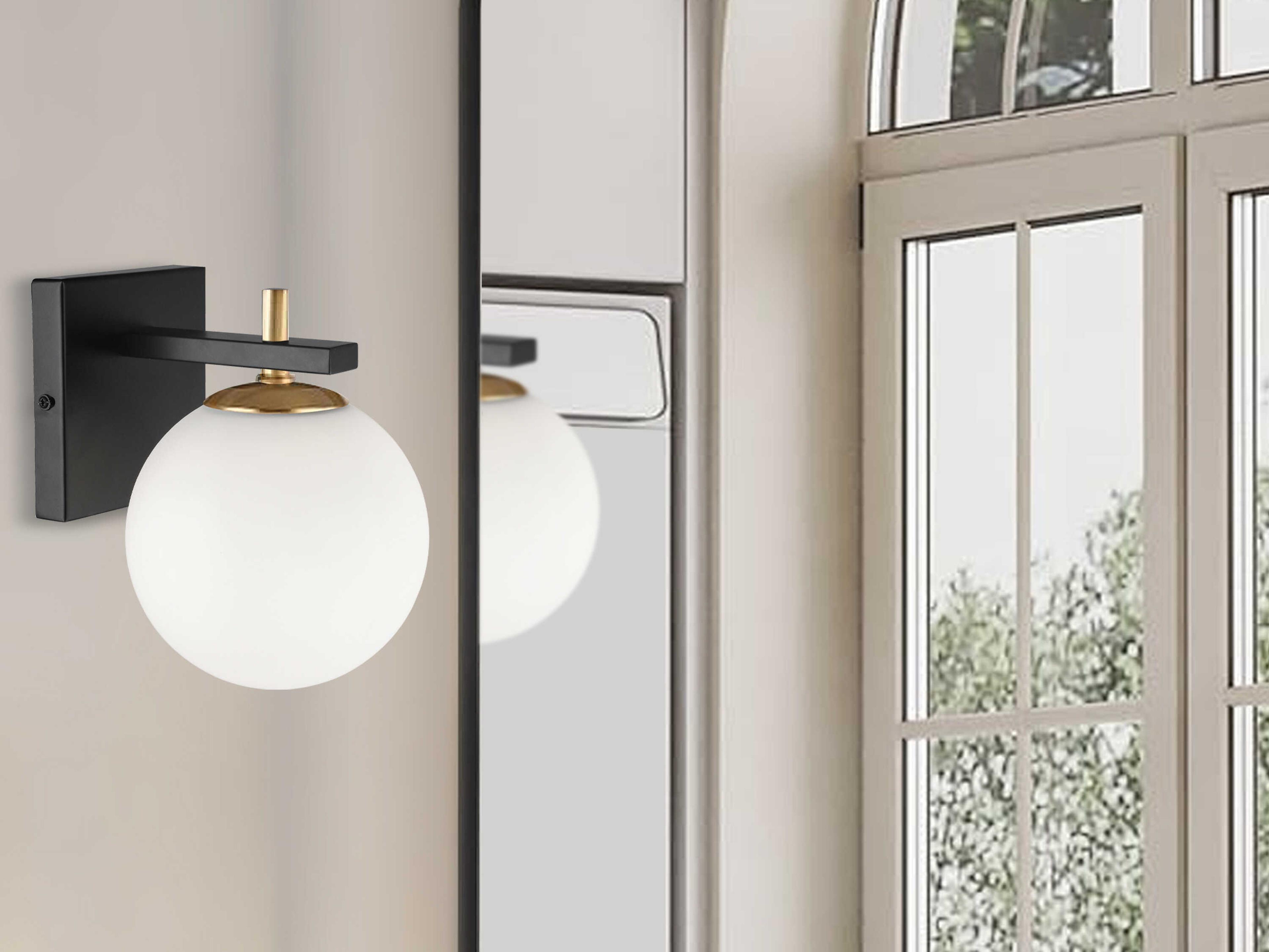 Dainolite Vivaldi 1-Light Matte Black Aged Brass Wall Sconce