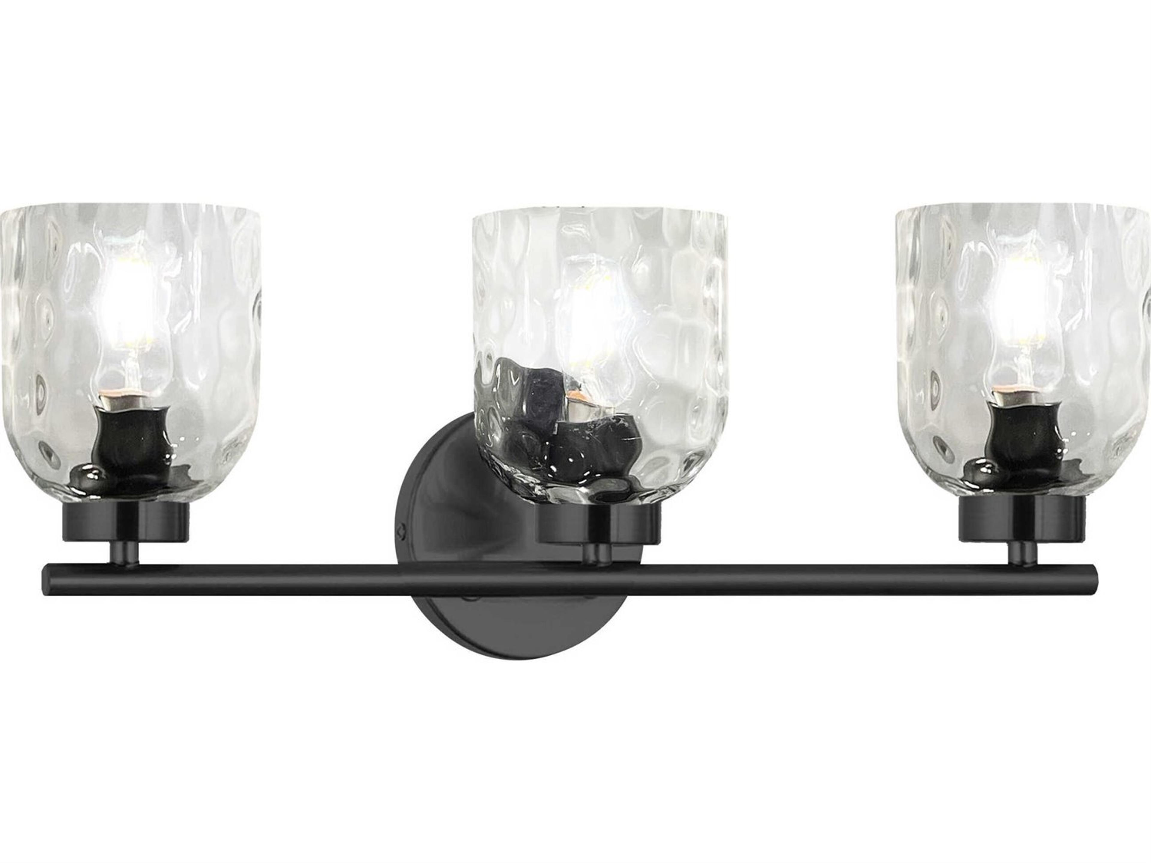 Dainolite Vallora 3-Light Matte Black Vanity Light