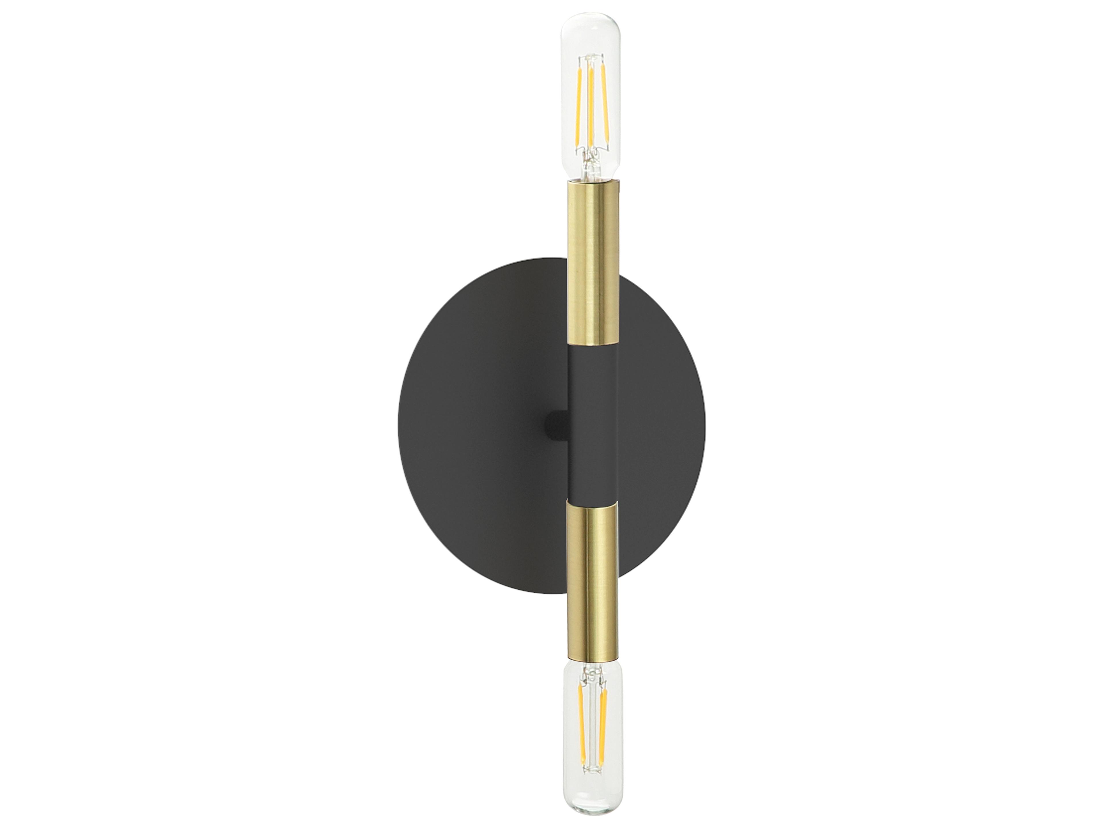 Wand 2-Light Matte Black Aged Brass Wall Sconce