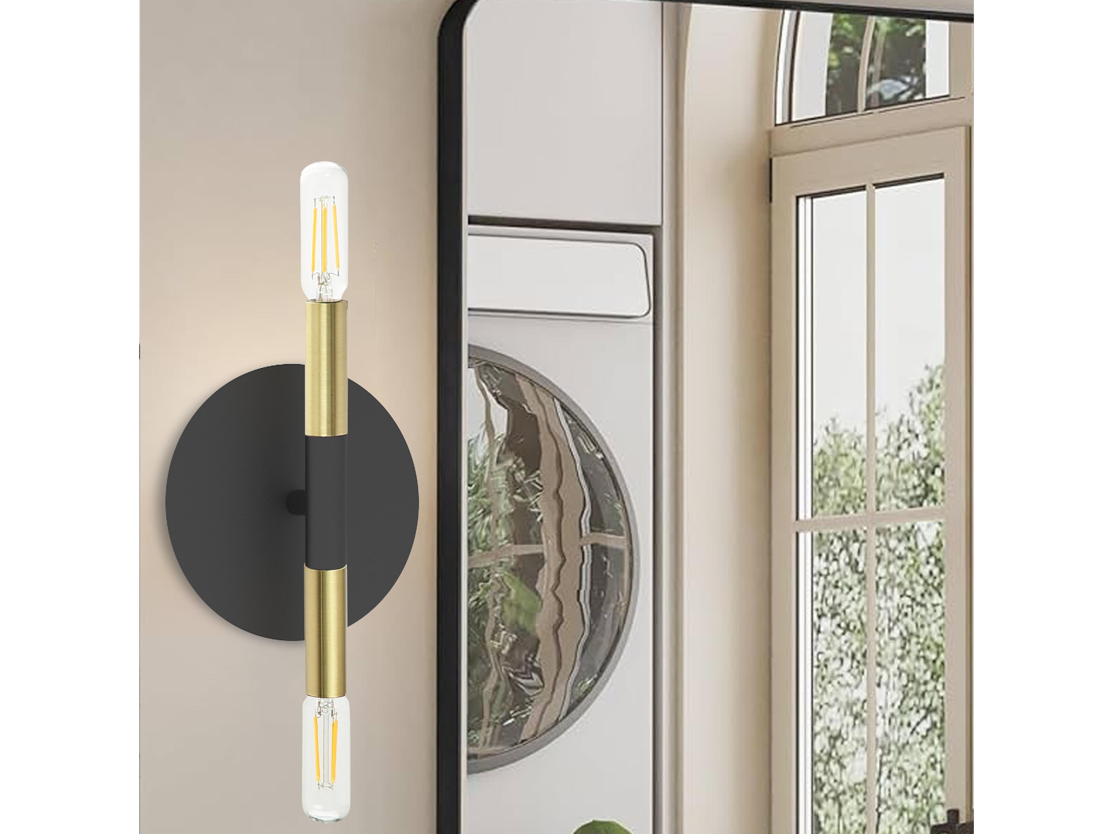 Dainolite Wand 2-Light Matte Black Aged Brass Wall Sconce