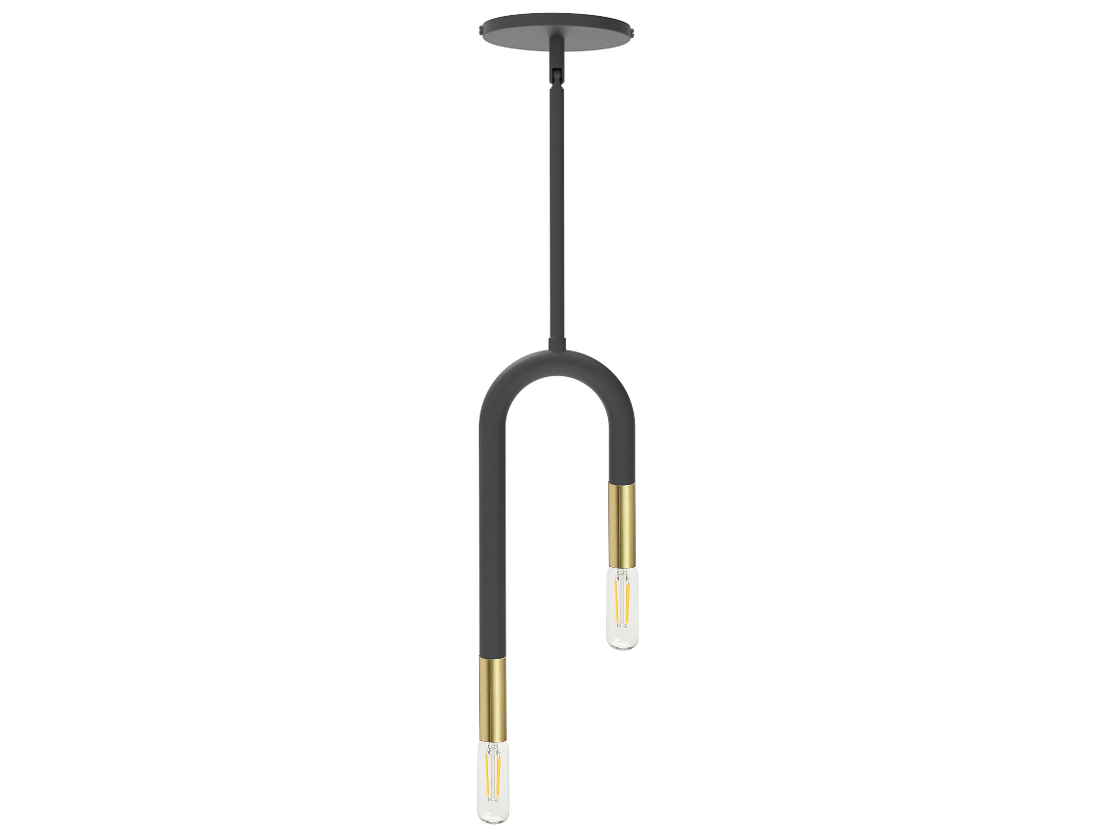 Wand 2-Light Matte Black Aged Brass Linear Mini Pendant