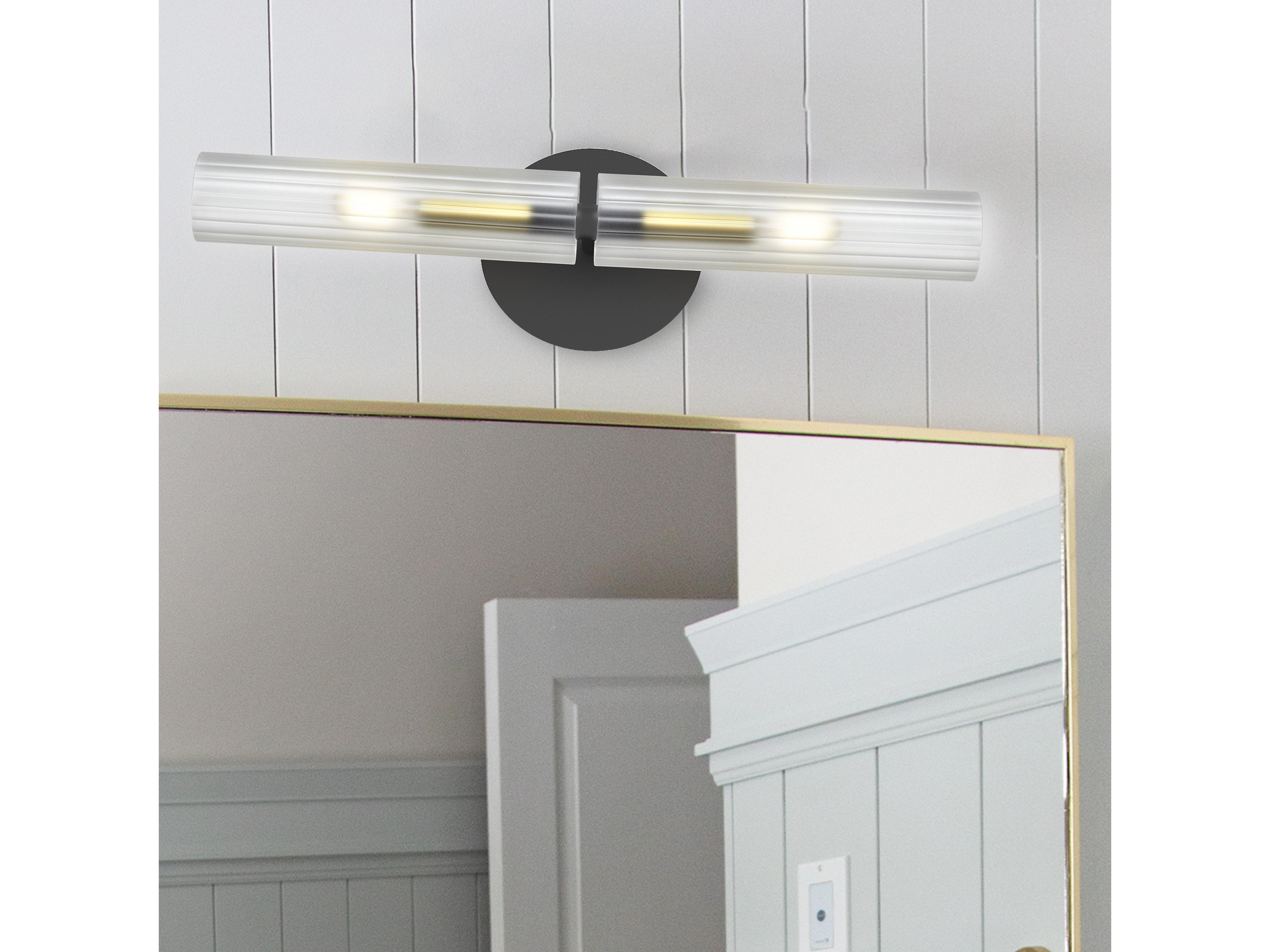Dainolite Wand 2-Light Matte Black Aged Brass Wall Sconce