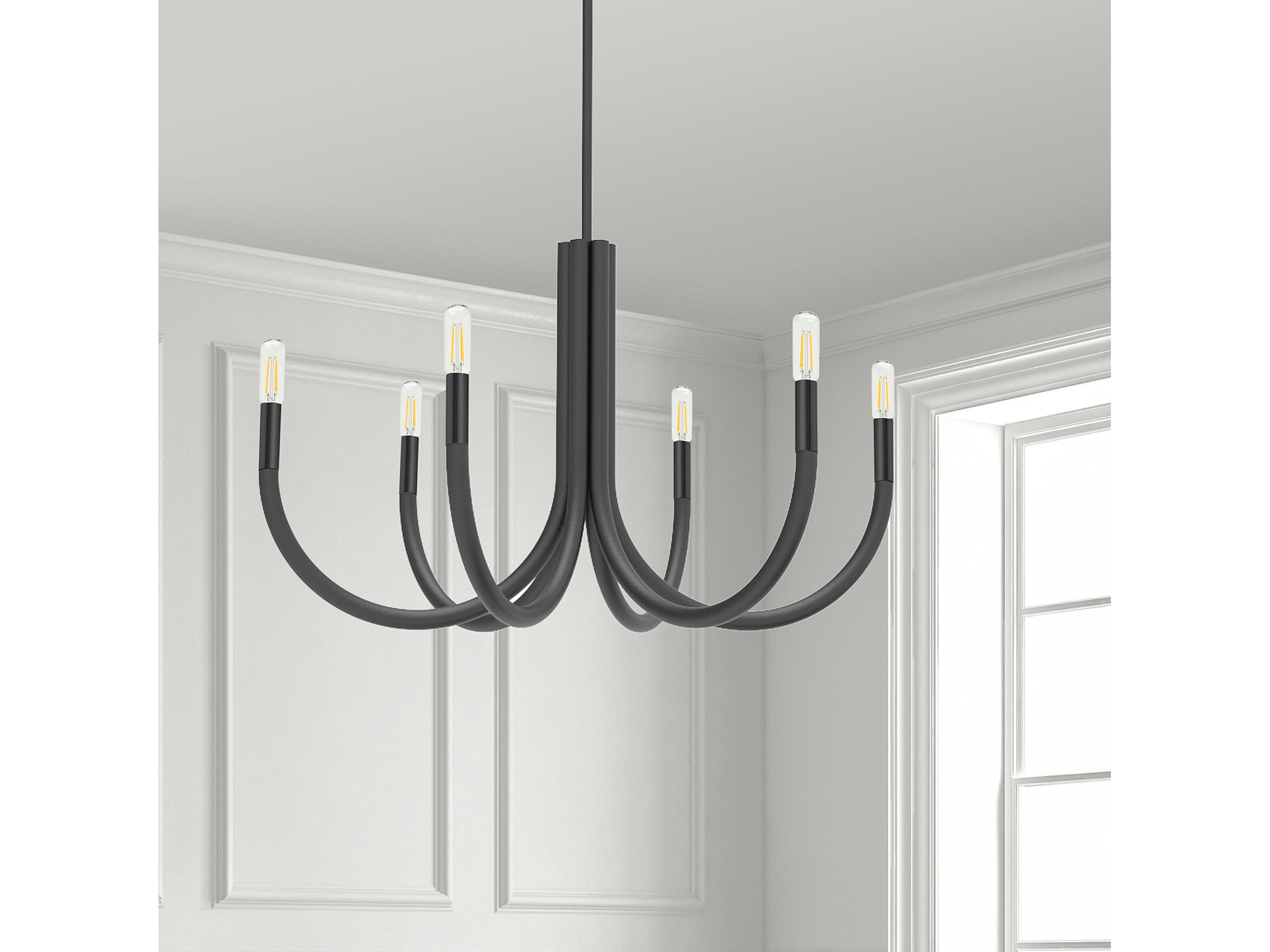 Dainolite Wand 6-Light Matte Black Chandelier