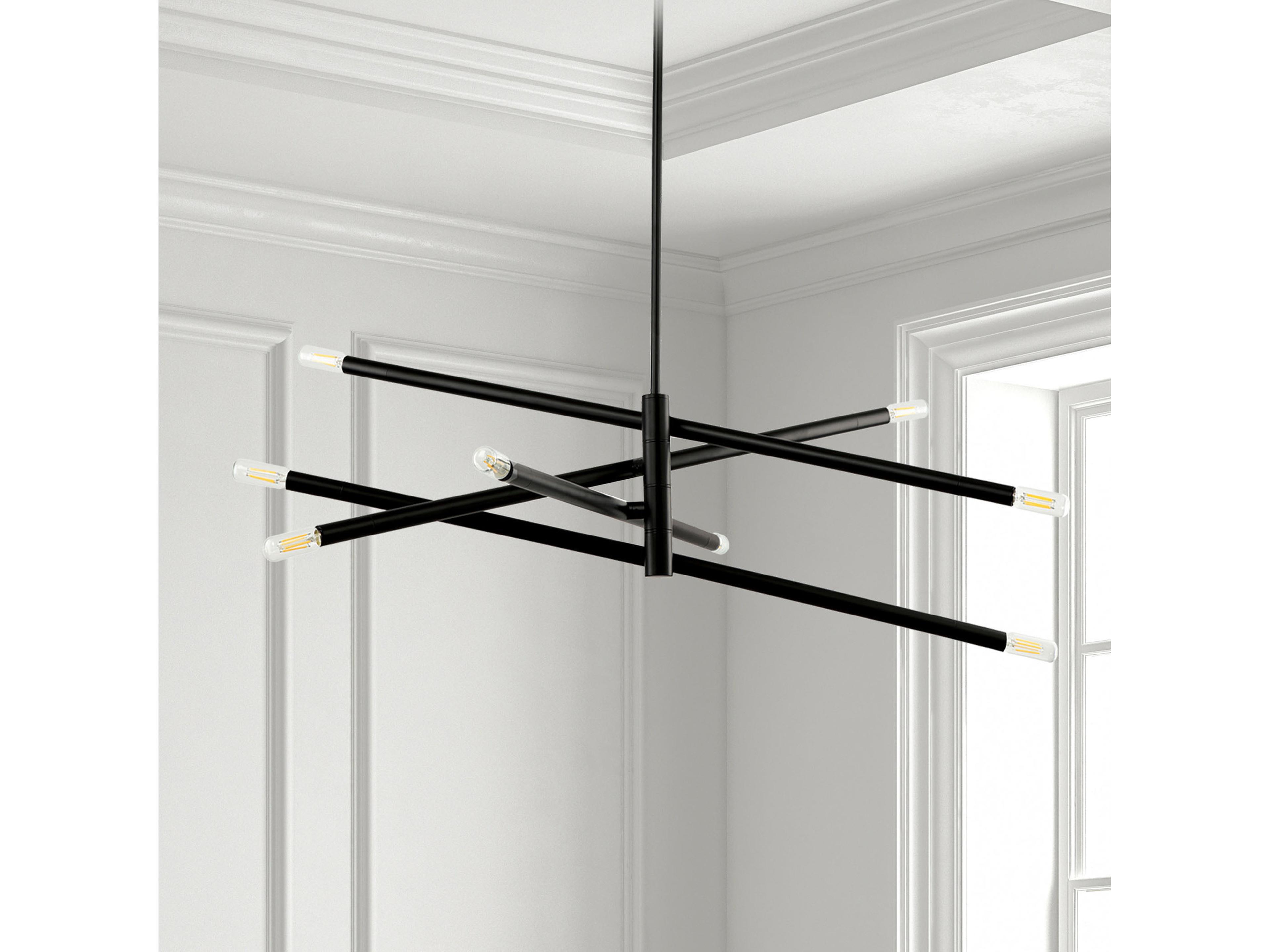 Dainolite Wand 8-Light Matte Black Linear Chandelier