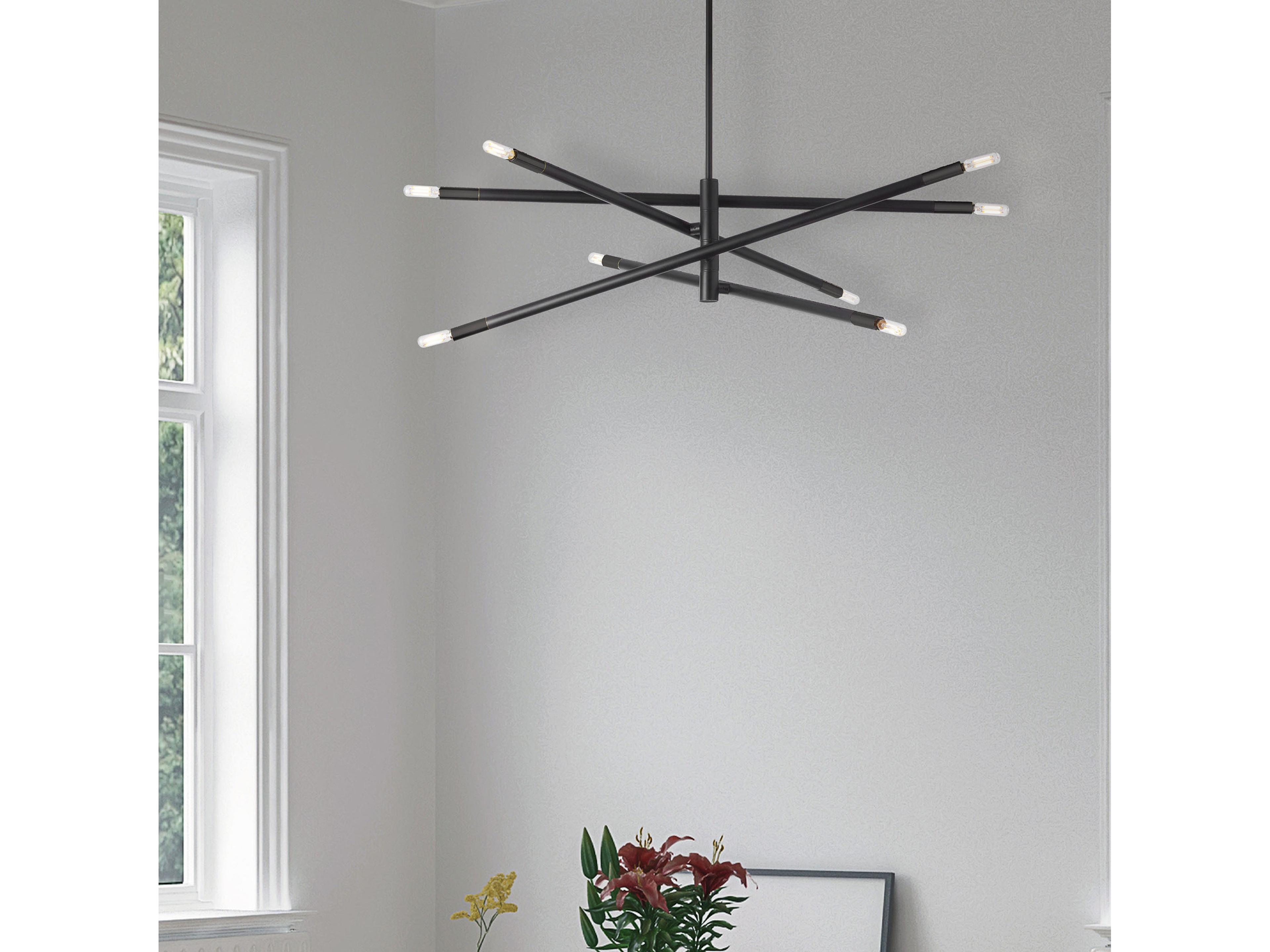 Dainolite Wand 8-Light Matte Black Linear Chandelier