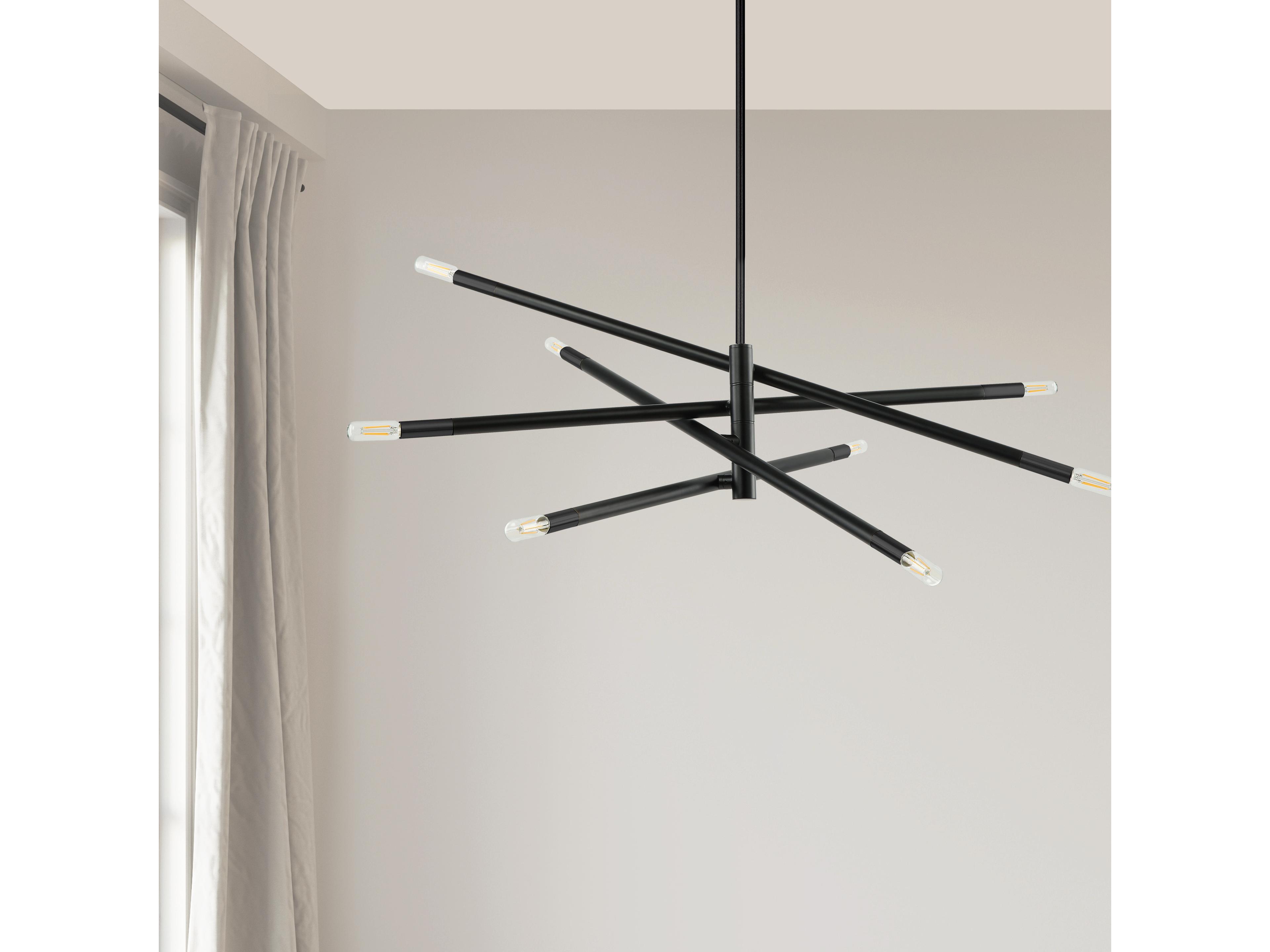 Dainolite Wand 8-Light Matte Black Linear Chandelier