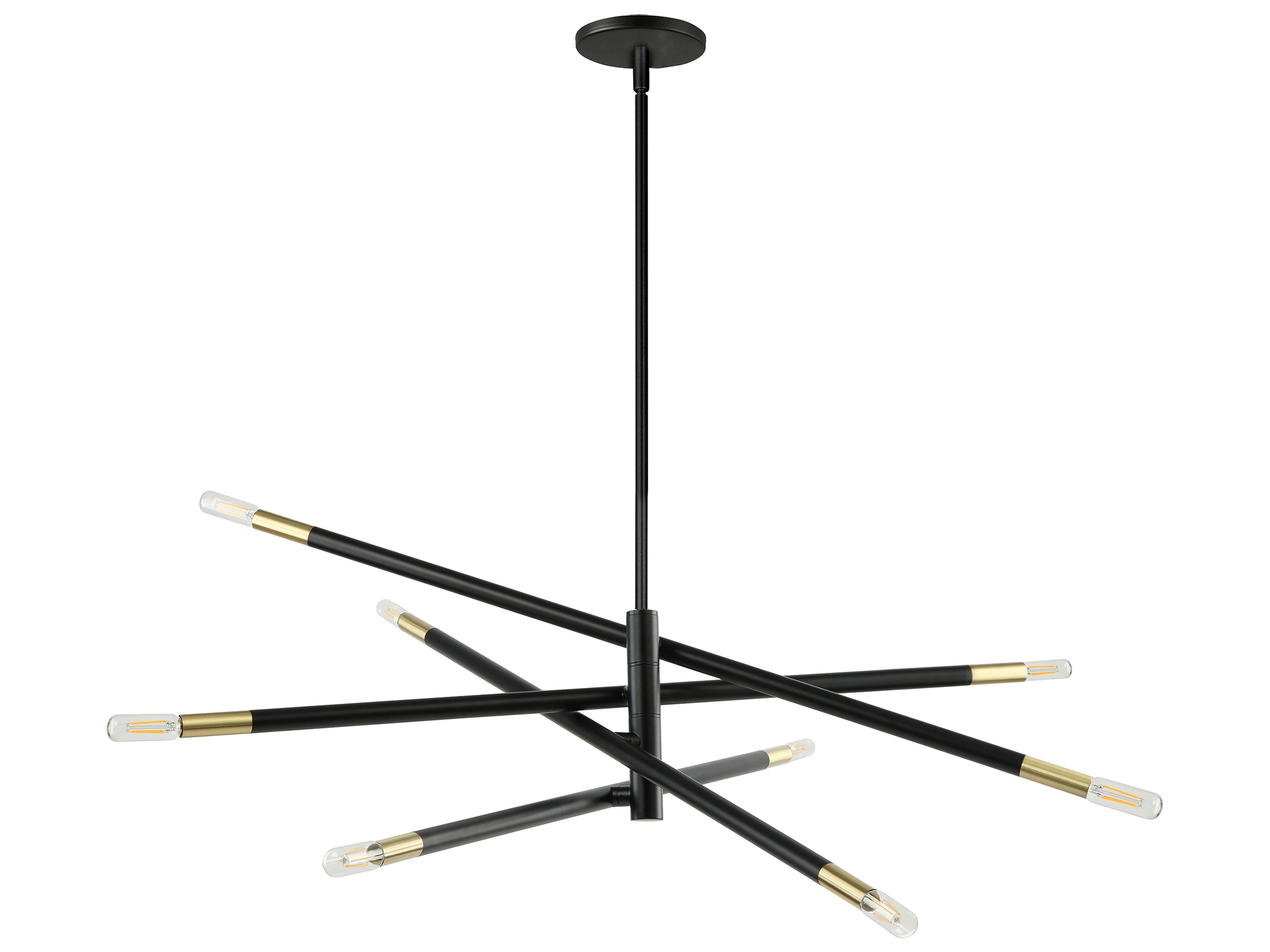 Wand 8-Light Matte Black Aged Brass Linear Chandelier