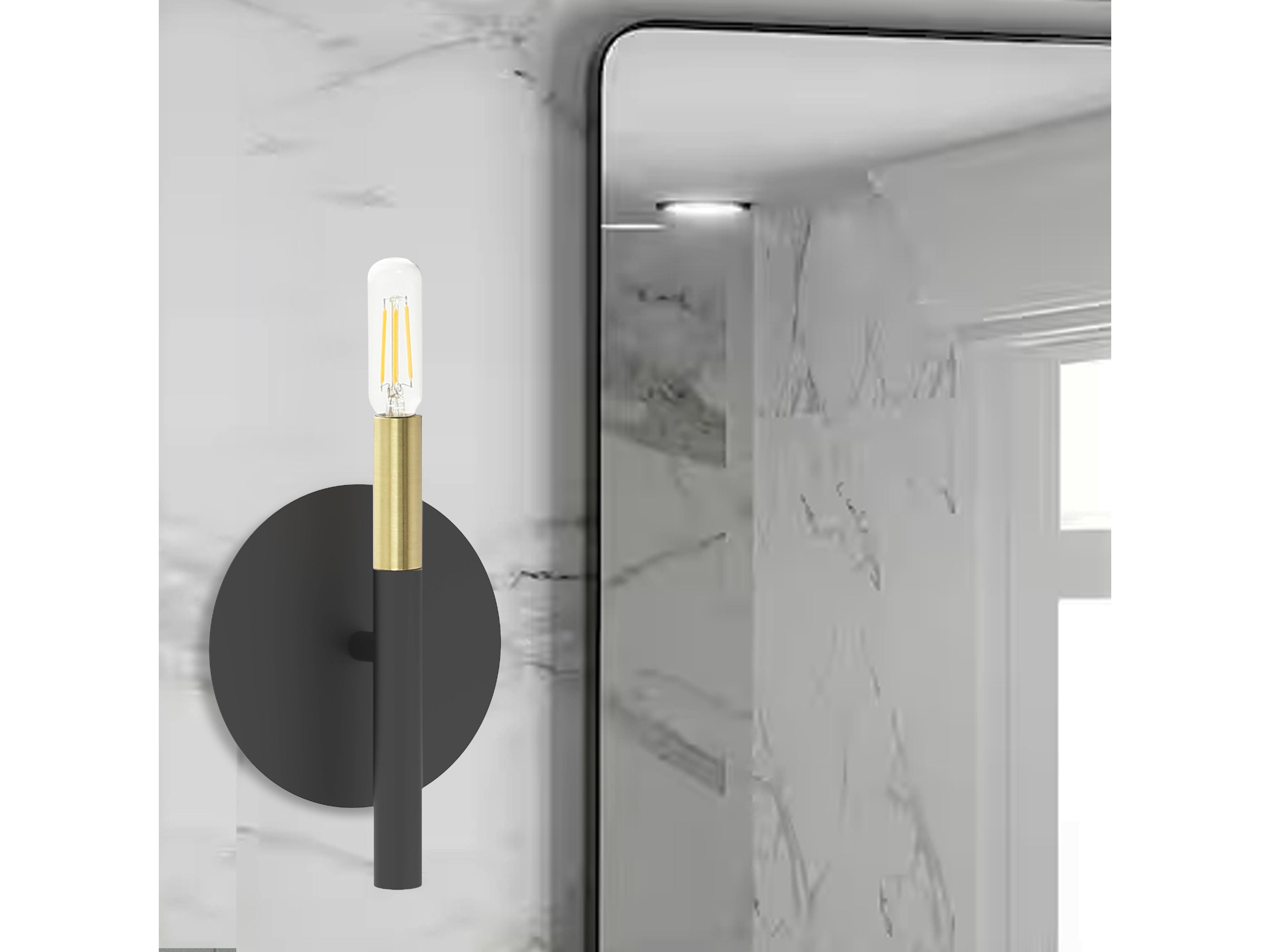 Dainolite Wand 1-Light Matte Black Aged Brass Wall Sconce
