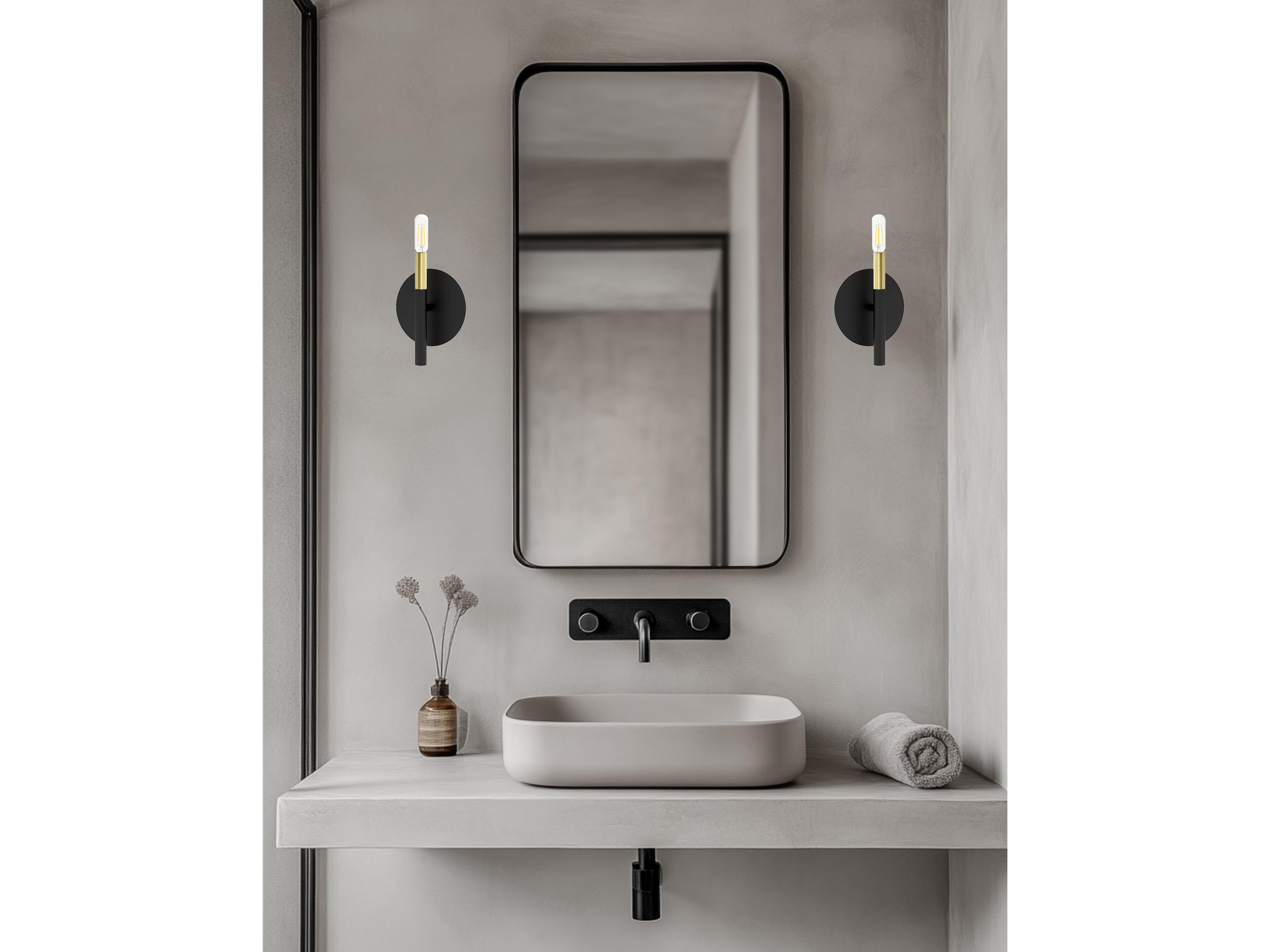 Dainolite Wand 1-Light Matte Black Aged Brass Wall Sconce