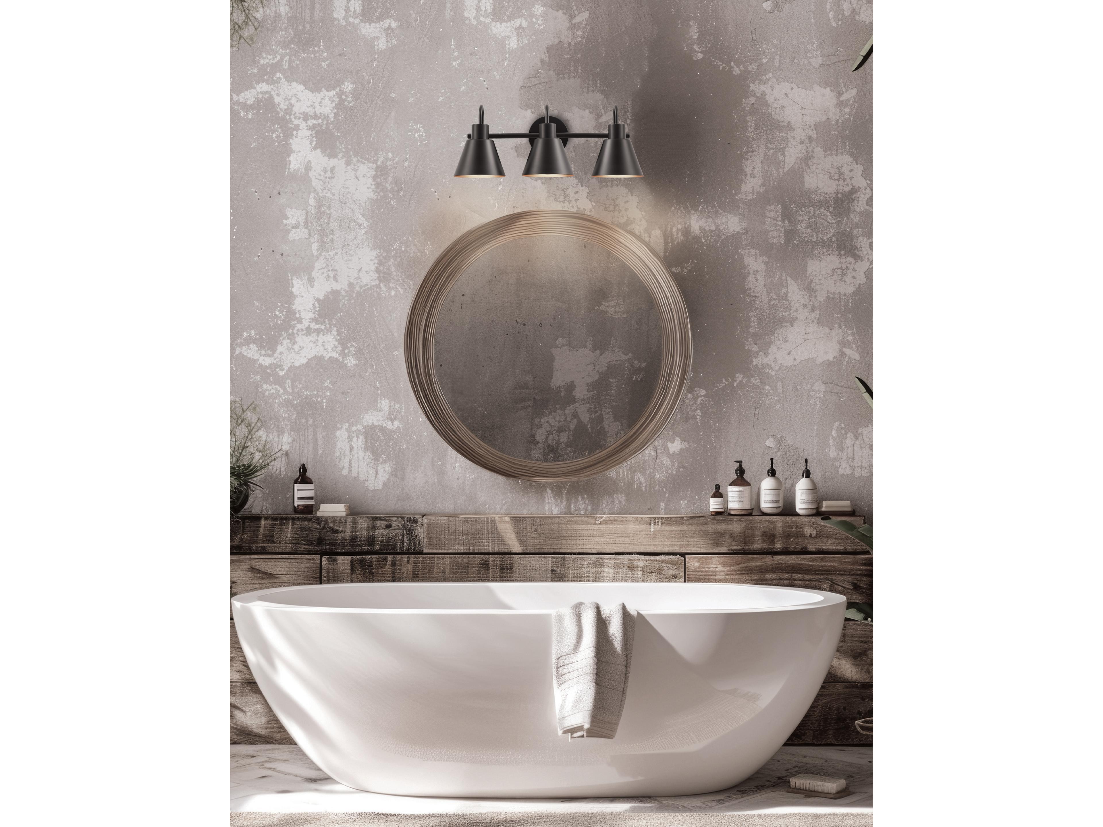 Dainolite Westley 3-Light Matte Black Vanity Light